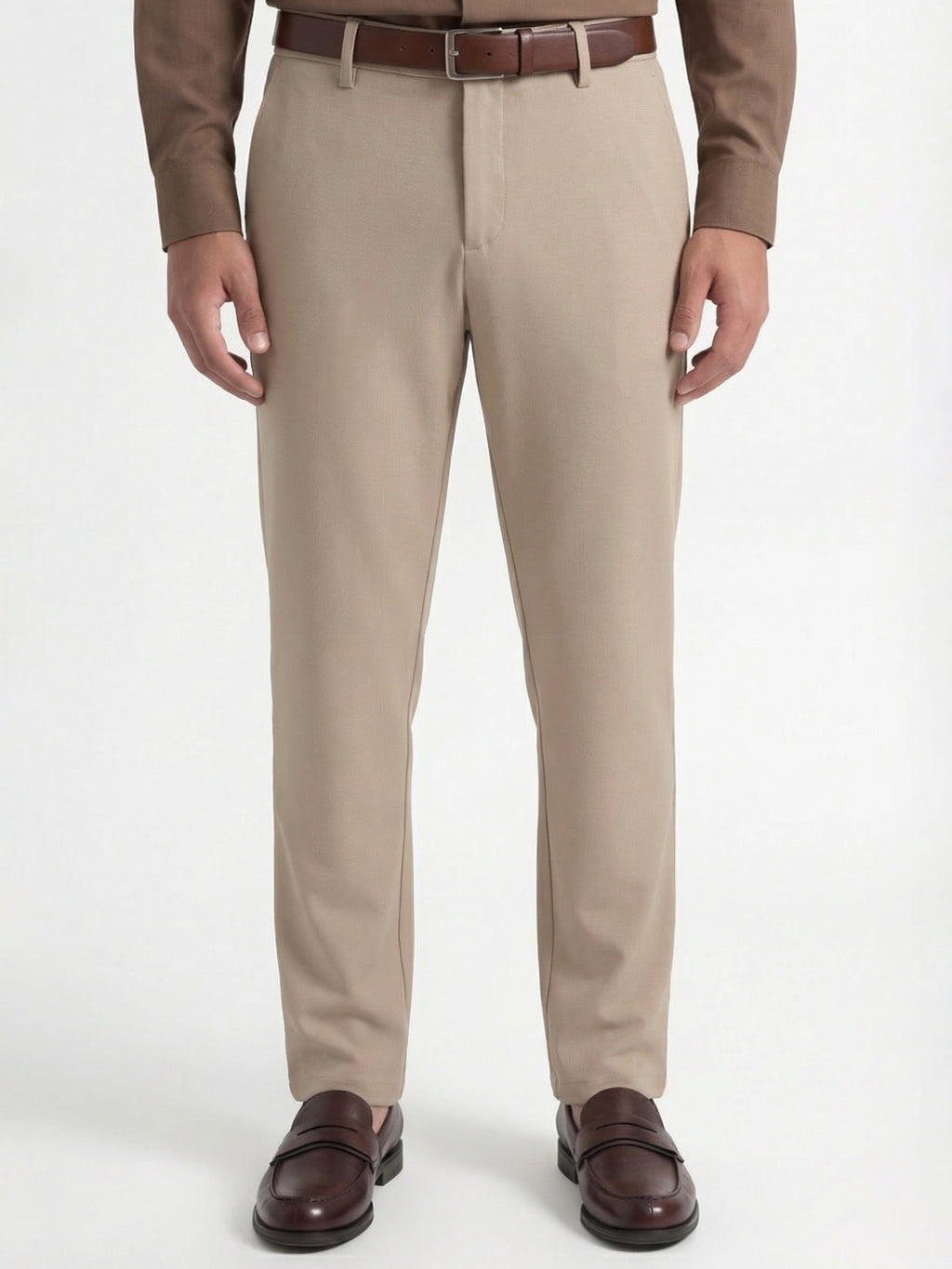 Highlander Men Beige Slim Fit Solid Formal Trouser - Beige - Image 1