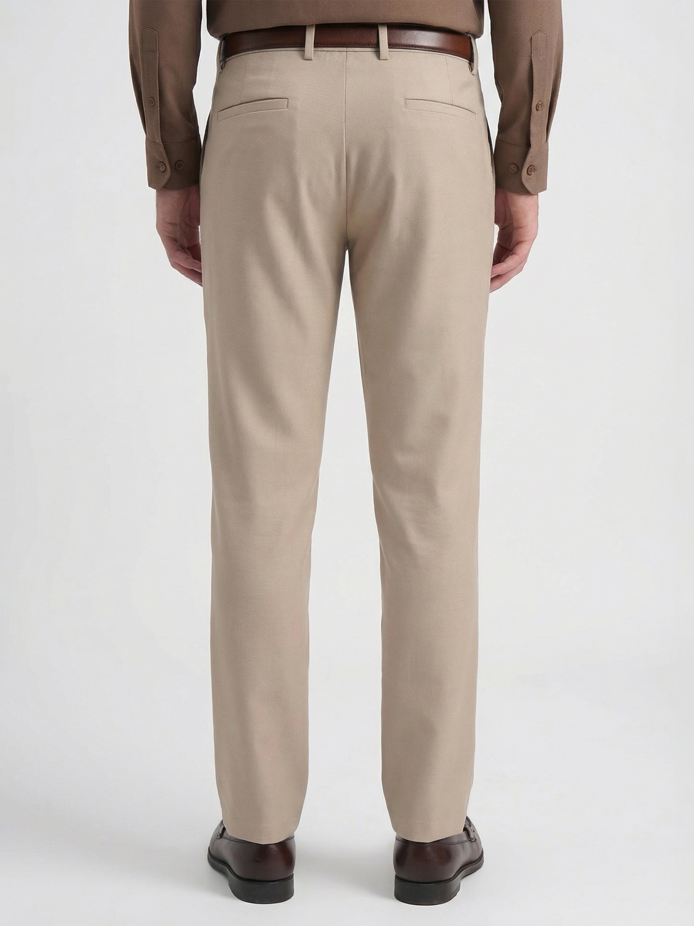 Highlander Men Beige Slim Fit Solid Formal Trouser - Beige - Image 3