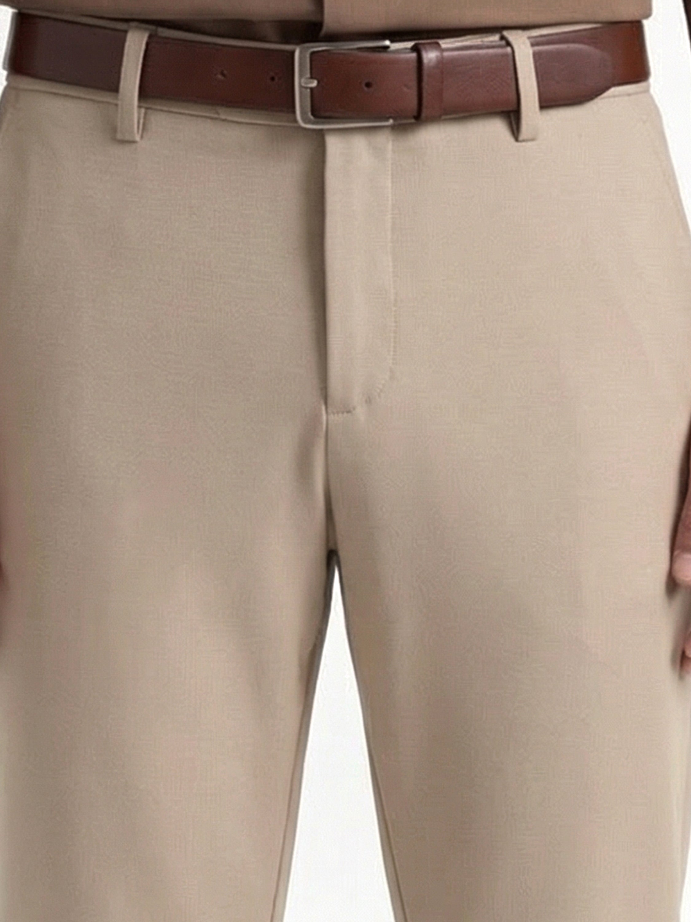 Highlander Men Beige Slim Fit Solid Formal Trouser - Beige - Image 5