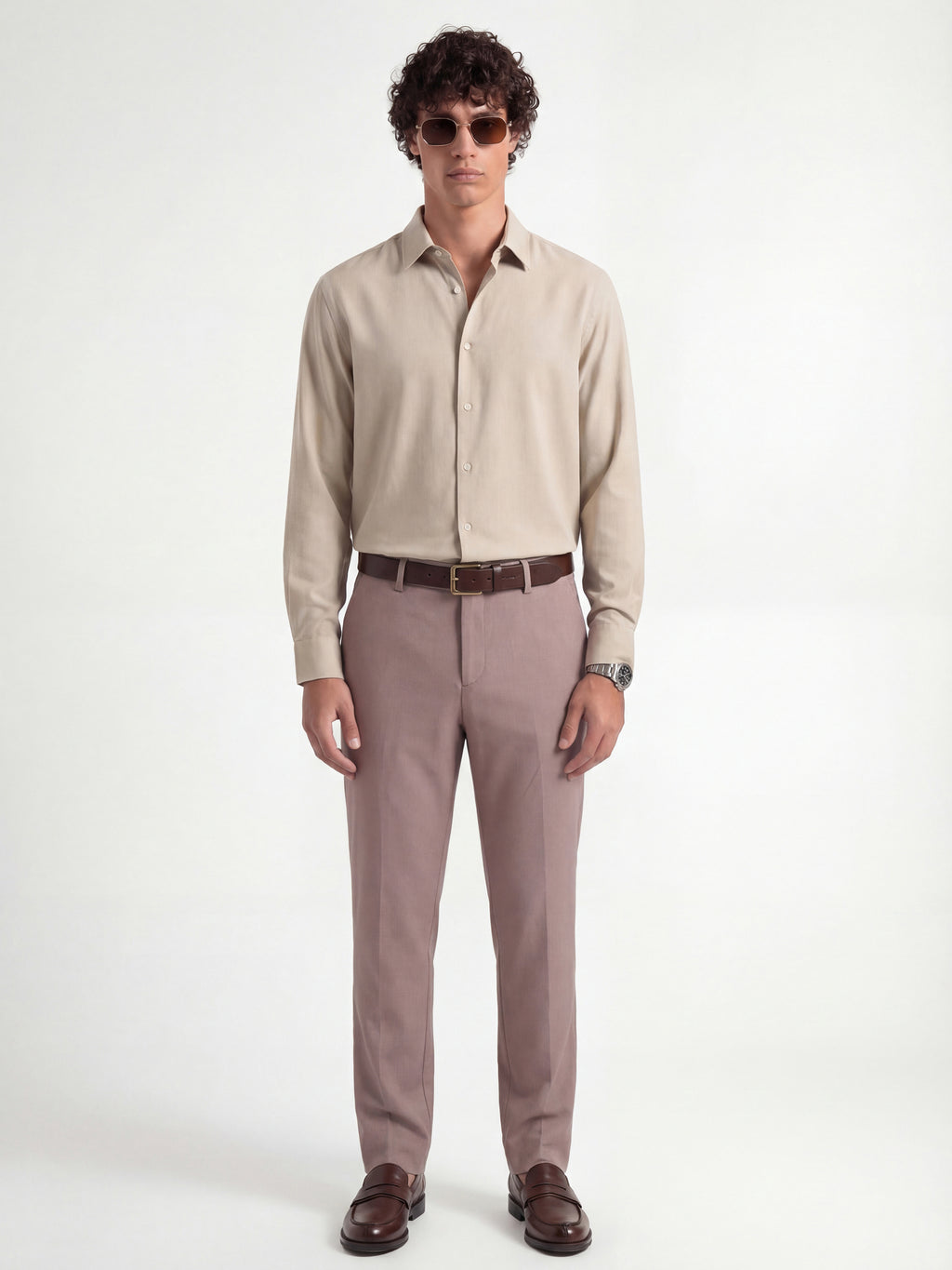 Highlander Men Mauve Slim Fit Solid Formal Trouser - Mauve - Image 2