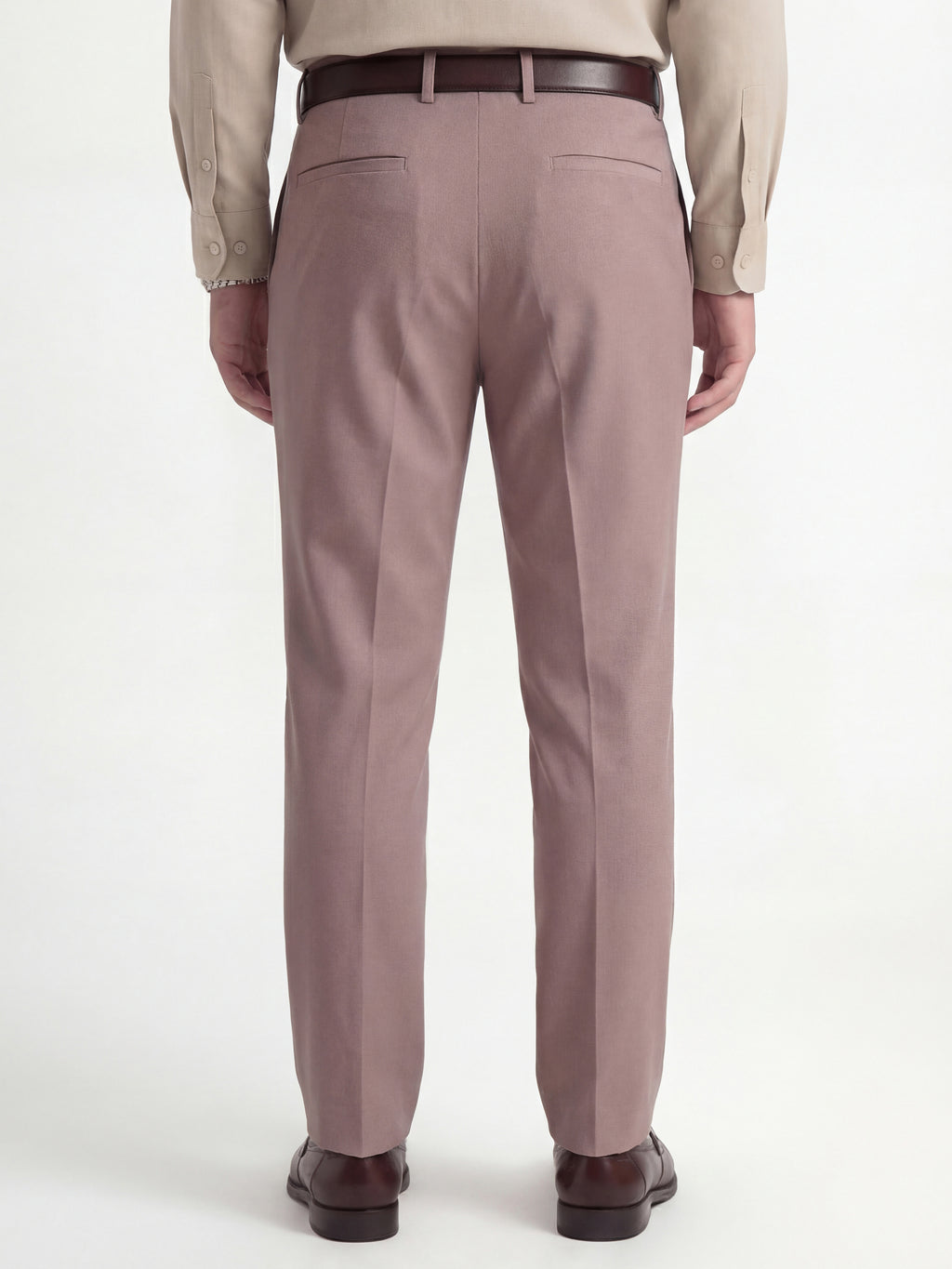 Highlander Men Mauve Slim Fit Solid Formal Trouser - Mauve - Image 3