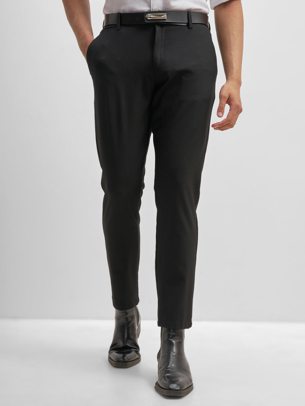 Highlander Men Black Relaxed Fit Solid Formal Trouser - Black - Image 1