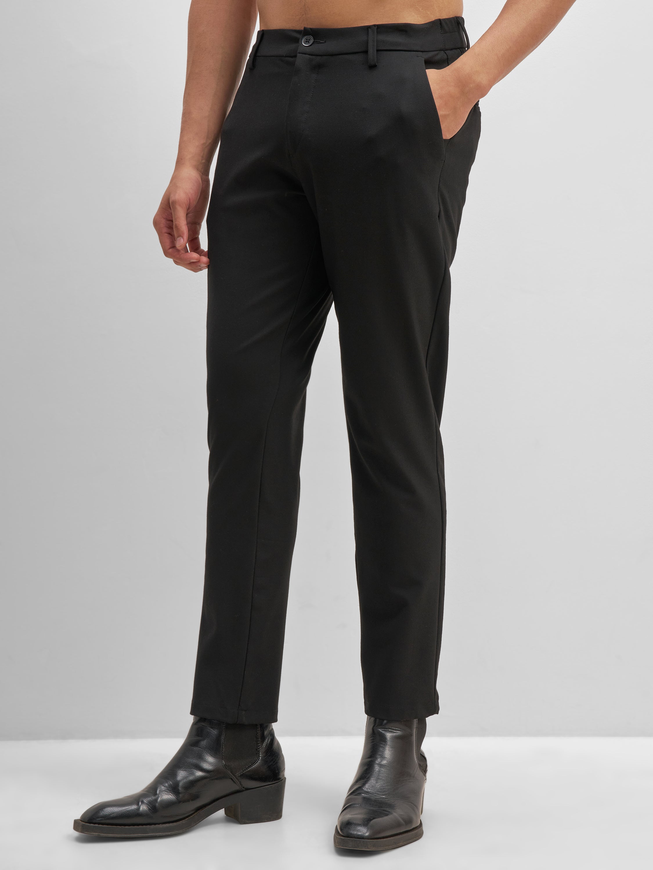 Highlander Men Black Relaxed Fit Solid Formal Trouser - Black - Image 4