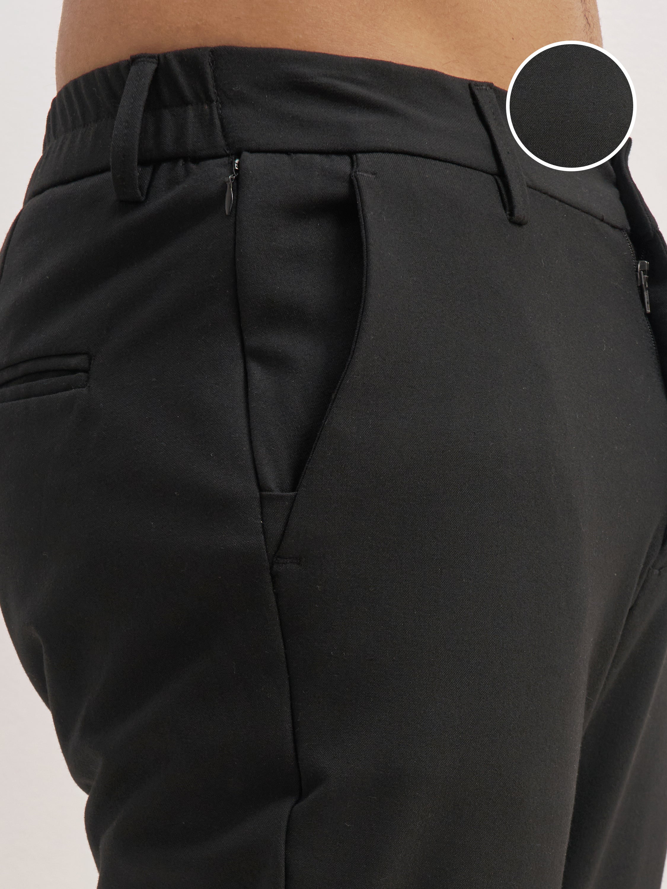 Highlander Men Black Relaxed Fit Solid Formal Trouser - Black - Image 5