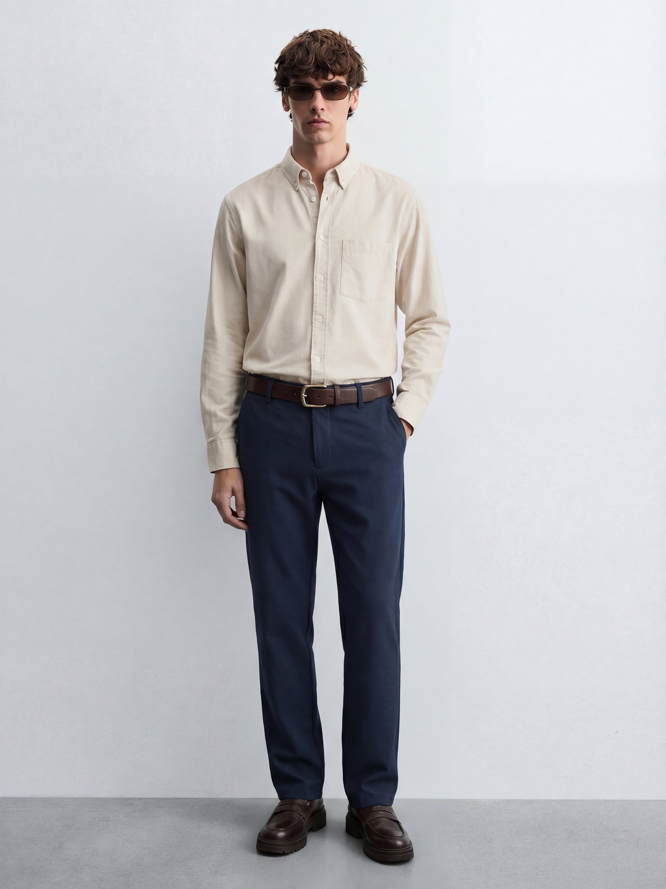 Highlander Men Navy Blue Relaxed Fit Solid Formal Trouser - Navy Blue - Image 2