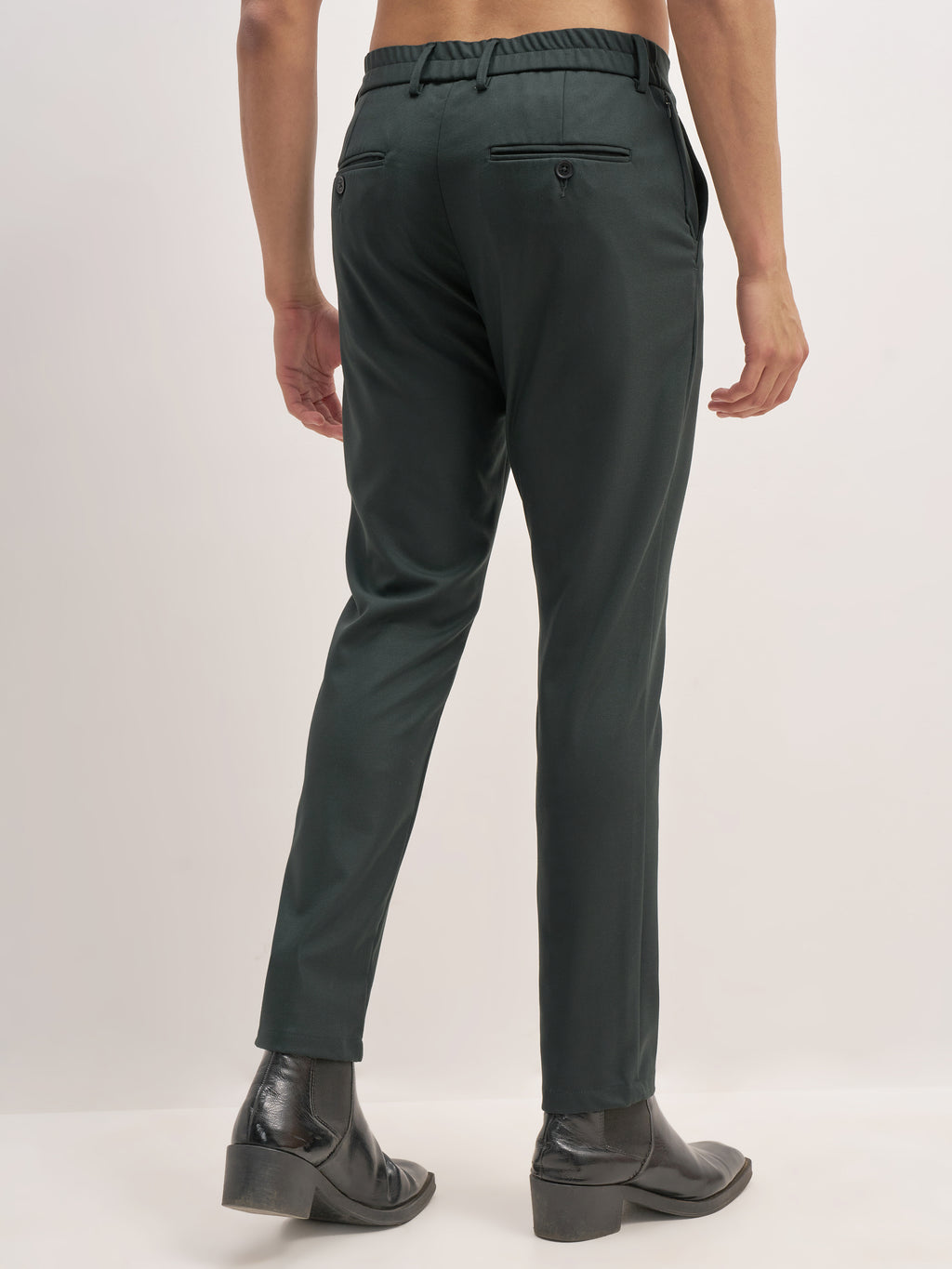 Highlander Men Olive Relaxed Fit Solid Formal Trouser - Olive - Image 3
