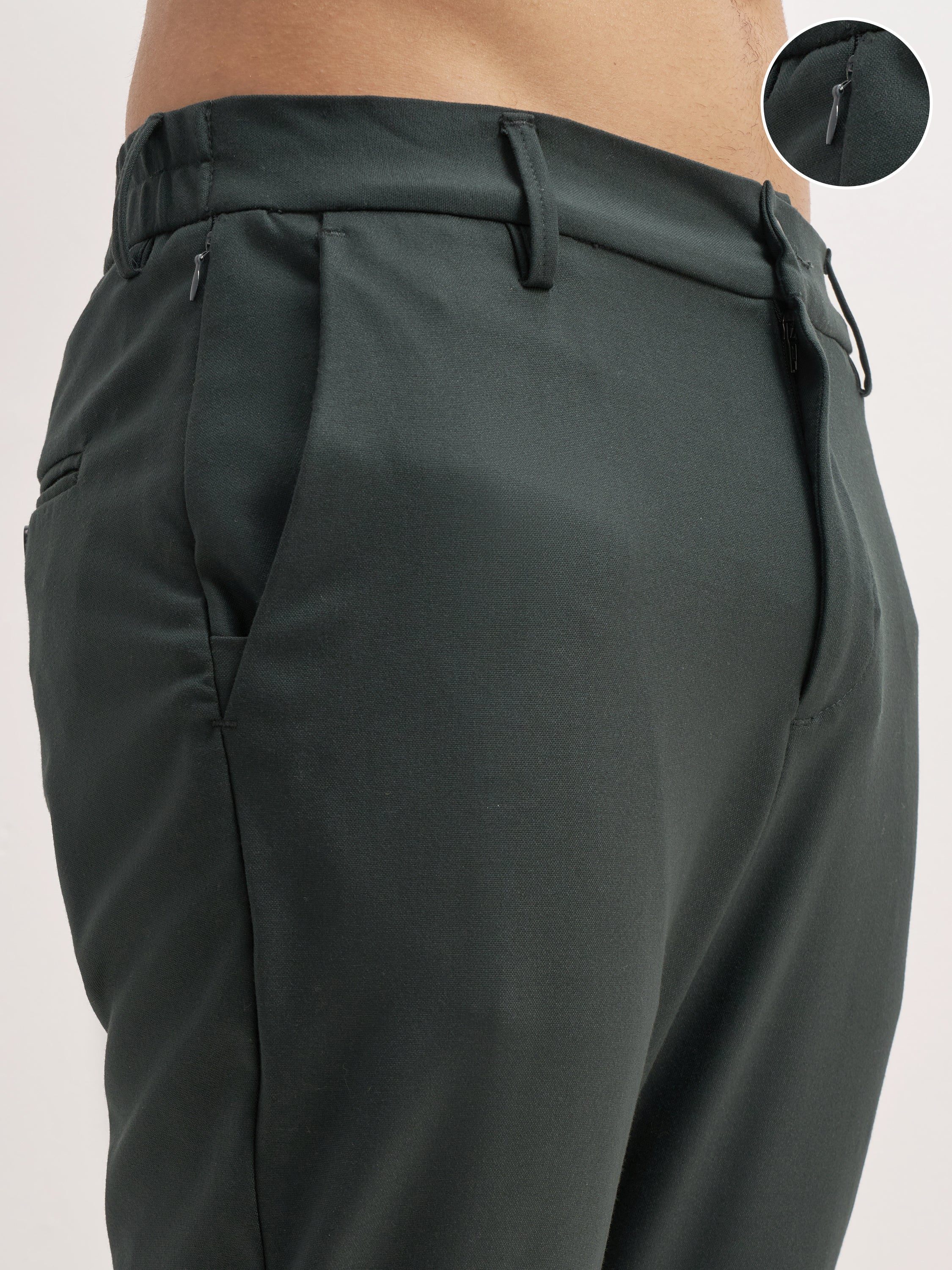 Highlander Men Olive Relaxed Fit Solid Formal Trouser - Olive - Image 5