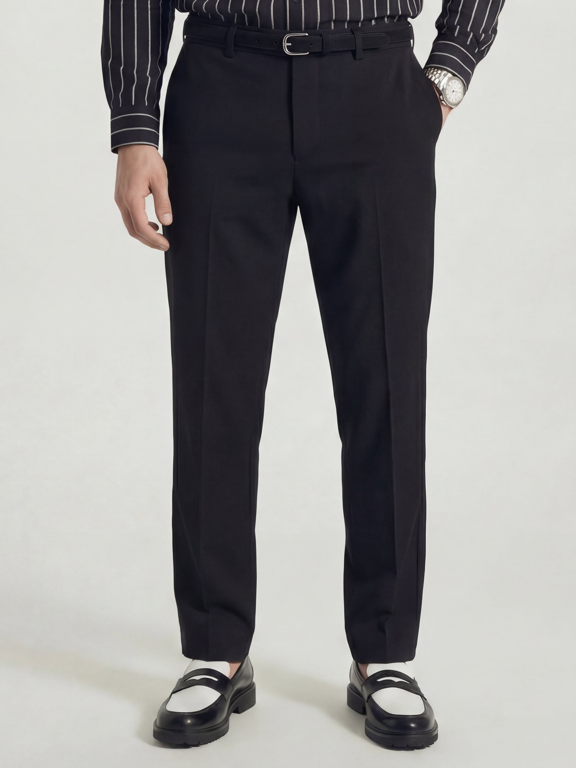 Highlander Men Black Slim Fit Solid Formal Trouser - Black - Image 1