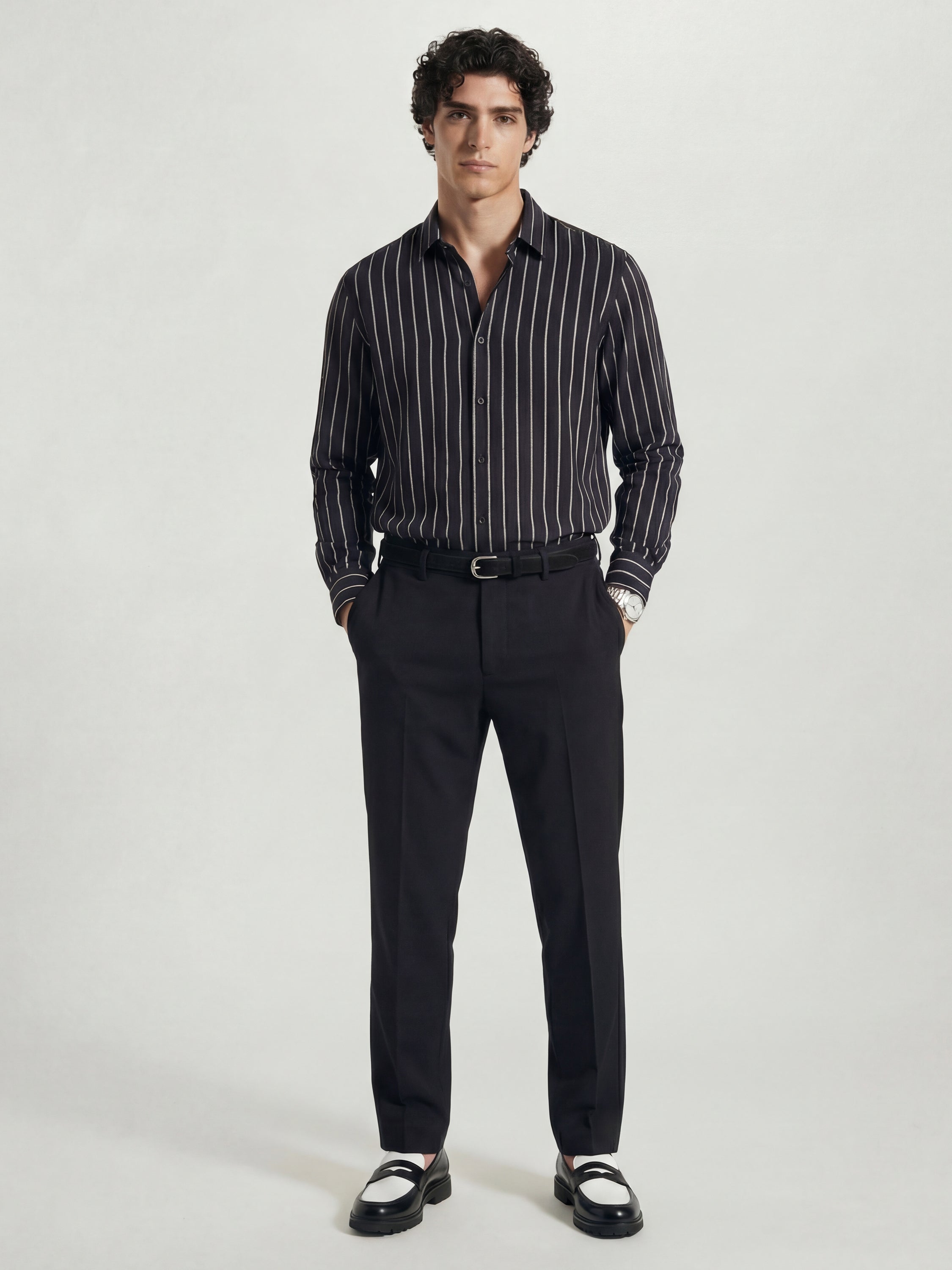 Highlander Men Black Slim Fit Solid Formal Trouser - Black - Image 2