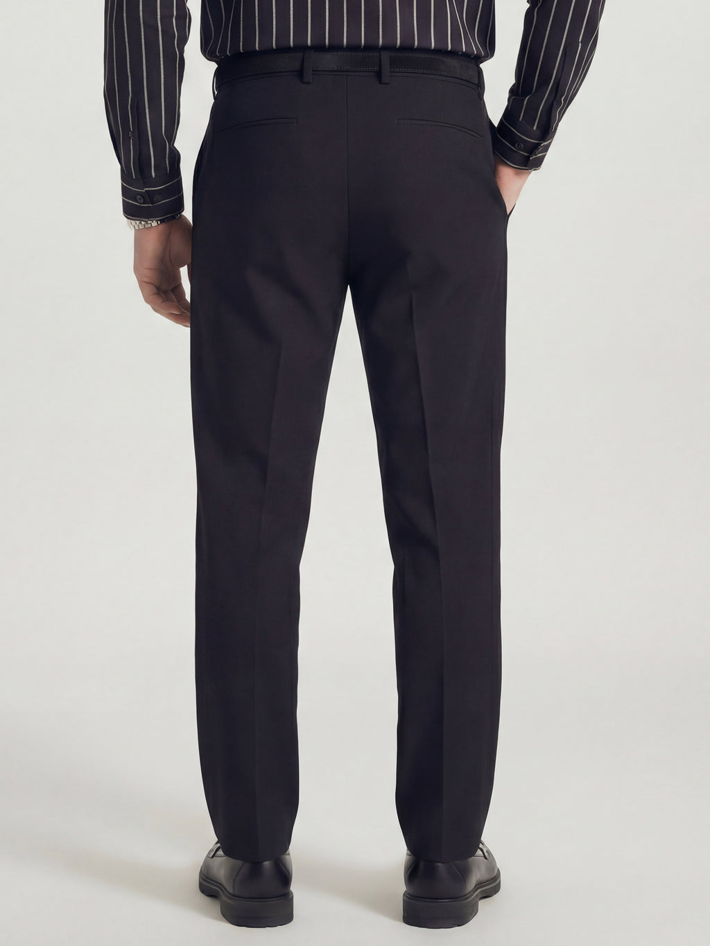 Highlander Men Black Slim Fit Solid Formal Trouser - Black - Image 3