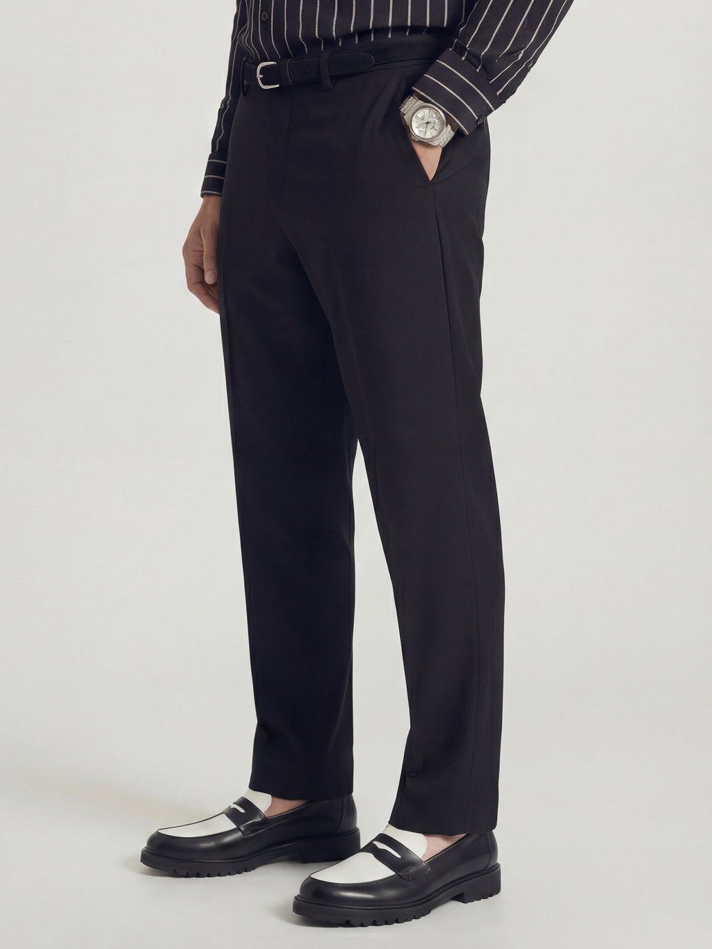 Highlander Men Black Slim Fit Solid Formal Trouser - Black - Image 4