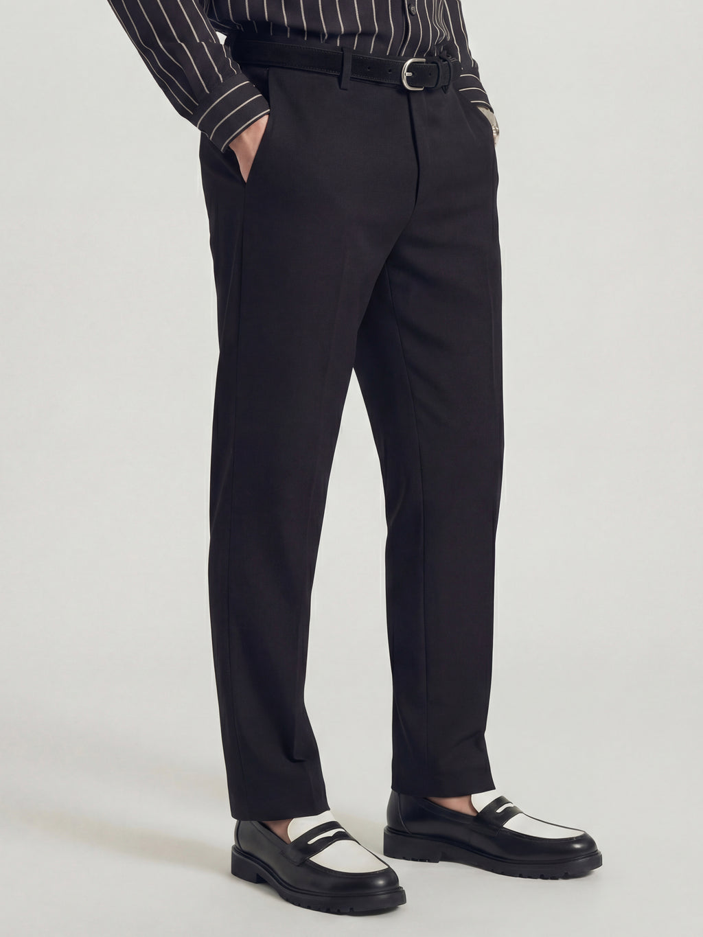 Highlander Men Black Slim Fit Solid Formal Trouser - Black - Image 6