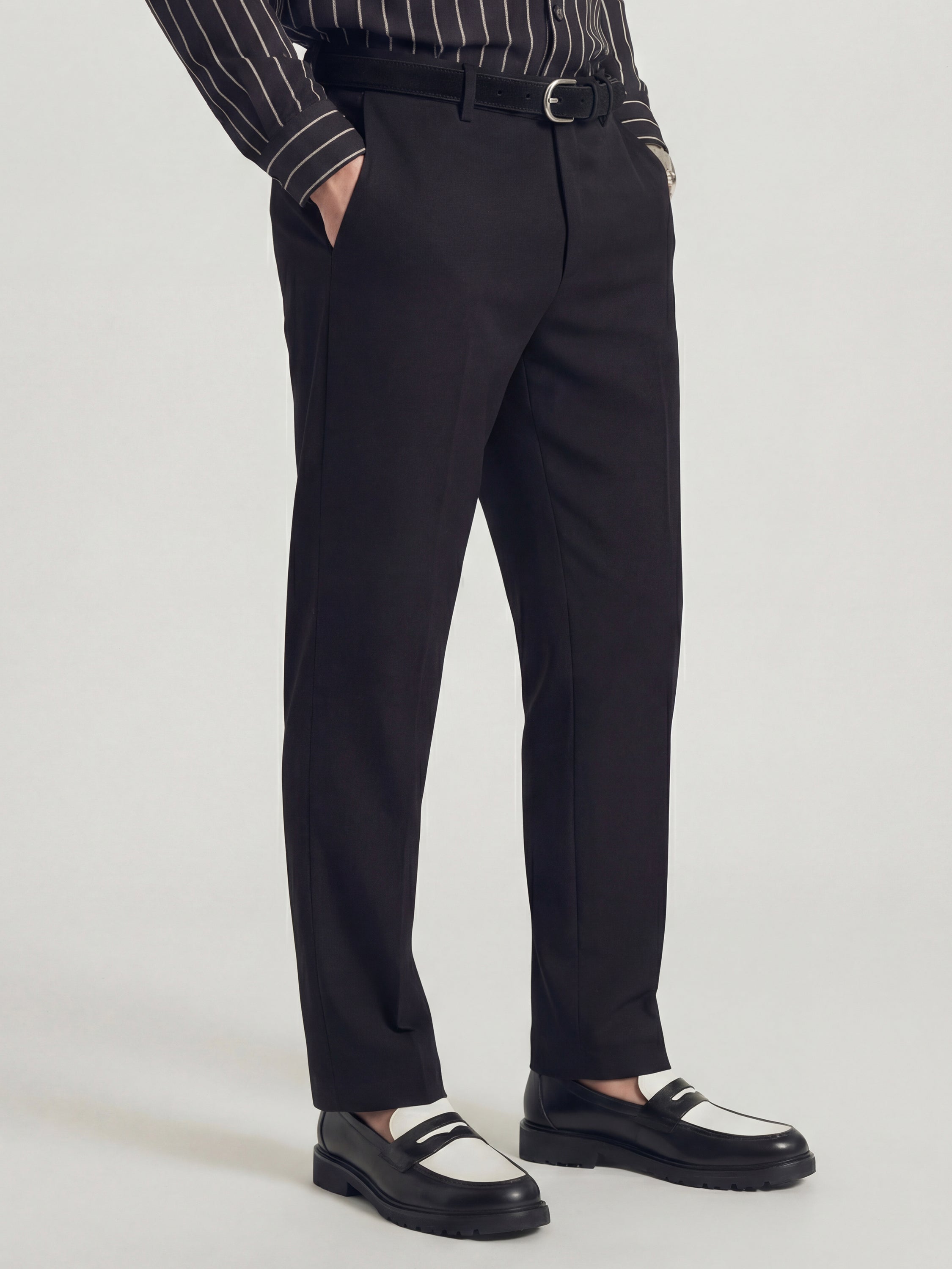 Highlander Men Black Slim Fit Solid Formal Trouser - Black - Image 6