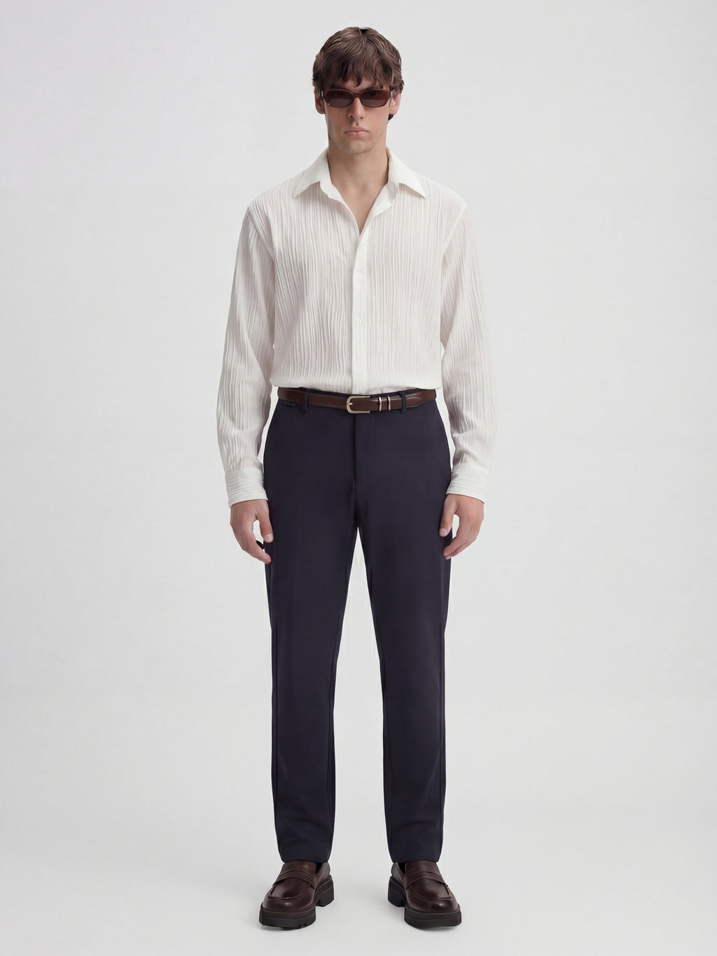 Highlander Men Navy Blue Slim Fit Solid Formal Trouser - Navy Blue - Image 2