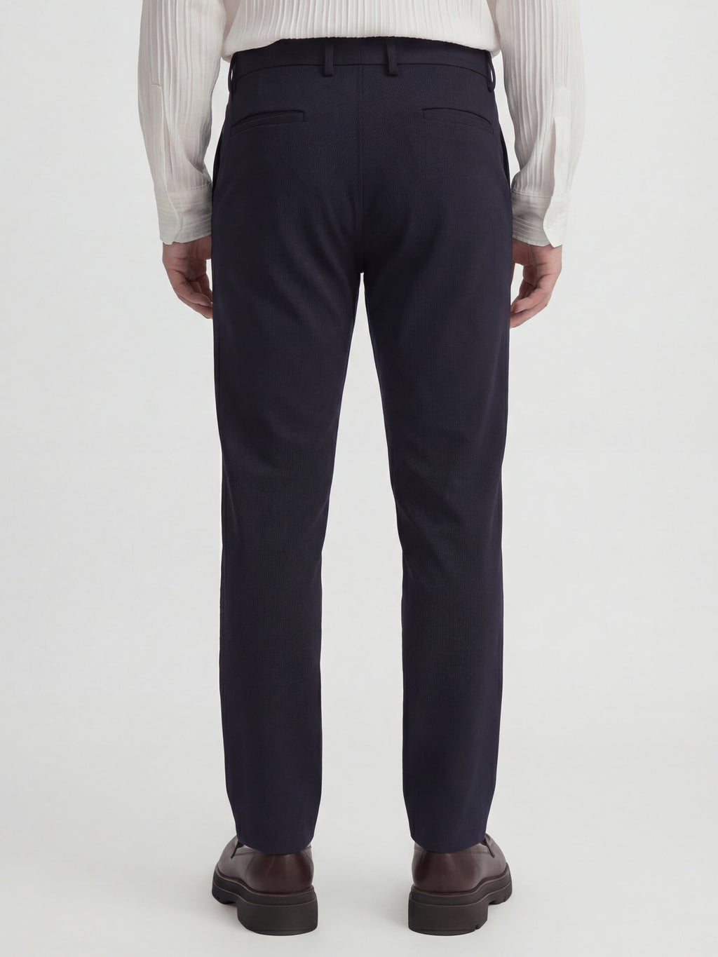 Highlander Men Navy Blue Slim Fit Solid Formal Trouser - Navy Blue - Image 3