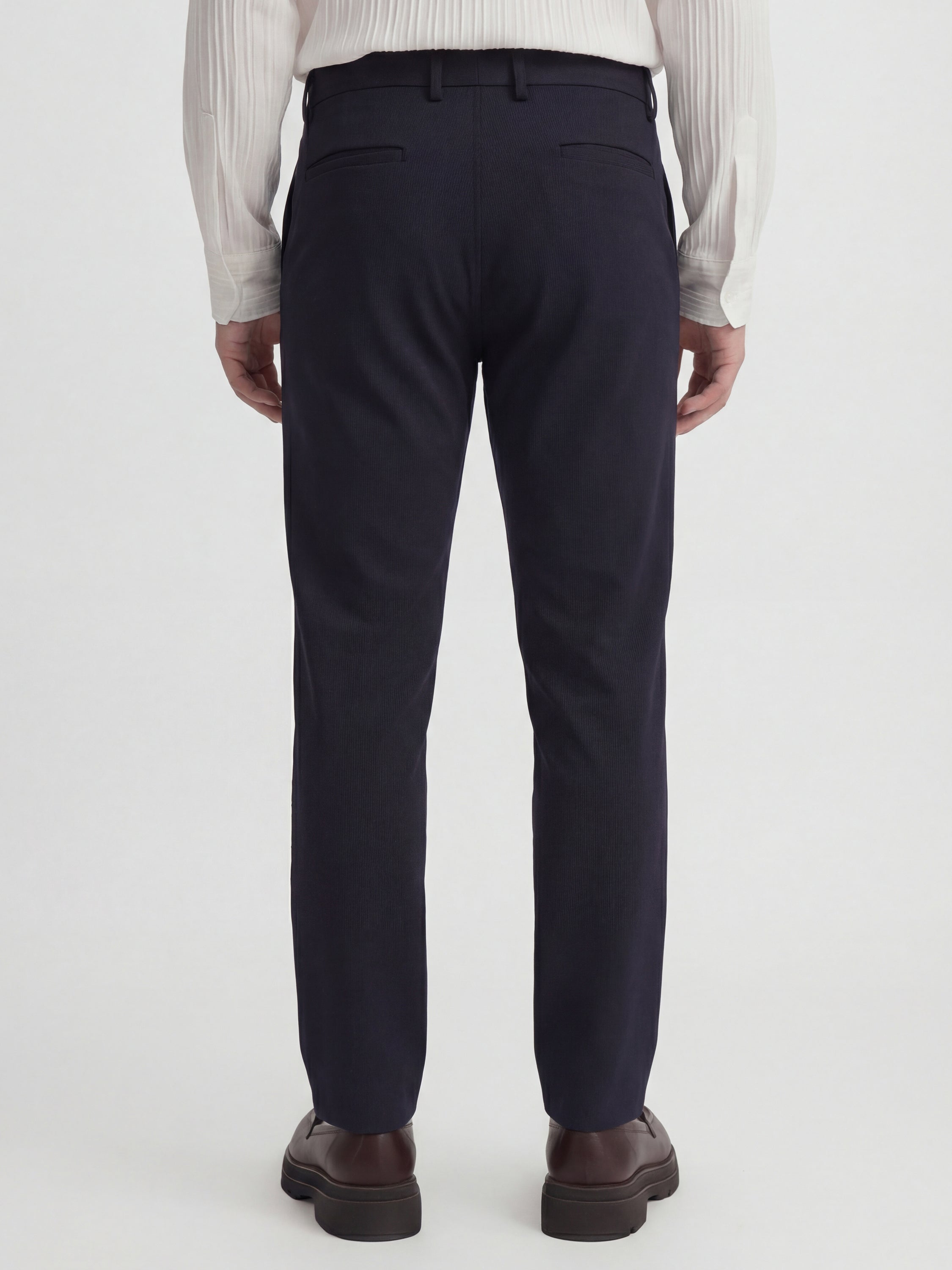 Highlander Men Navy Blue Slim Fit Solid Formal Trouser - Navy Blue - Image 3