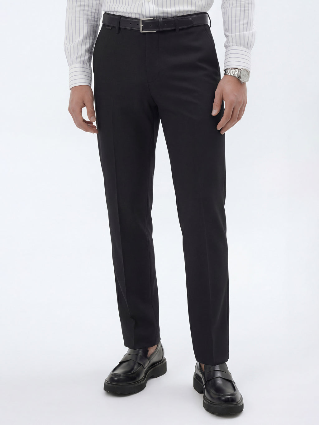 Highlander Men Black Slim Fit Solid Formal Trouser - Black - Image 1