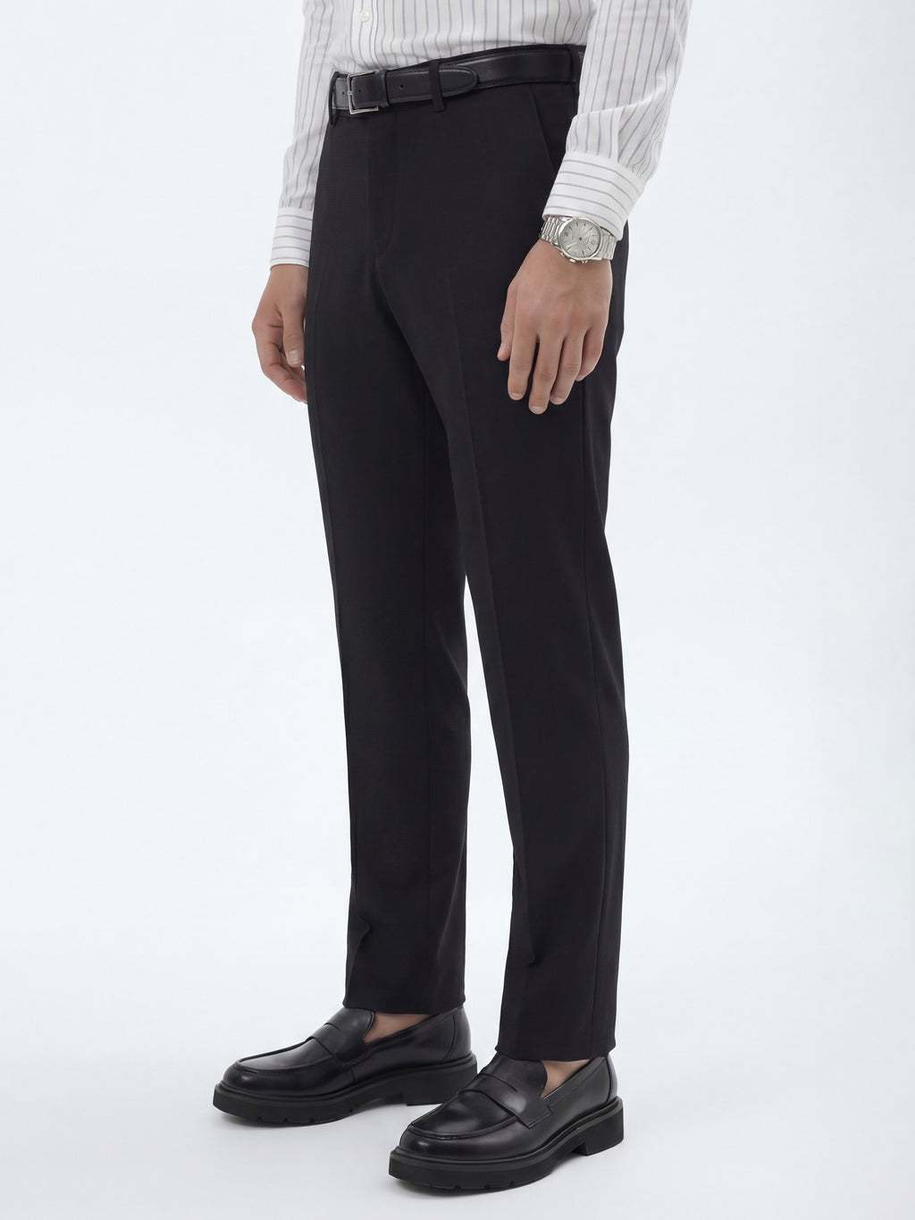 Highlander Men Black Slim Fit Solid Formal Trouser - Black - Image 4