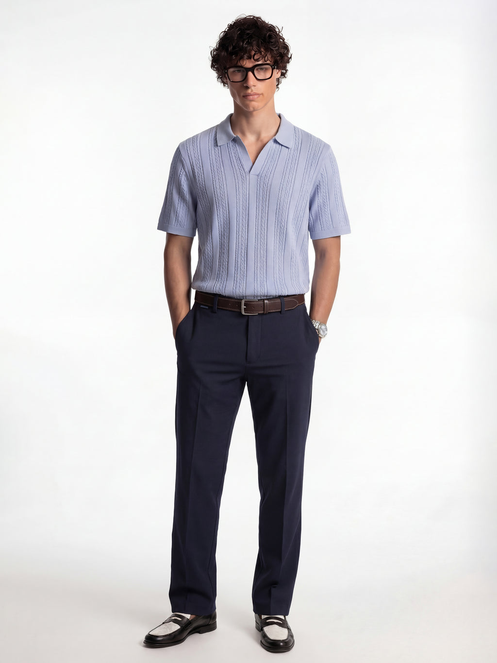 Highlander Men Navy Blue Slim Fit Solid Formal Trouser - Navy Blue - Image 2