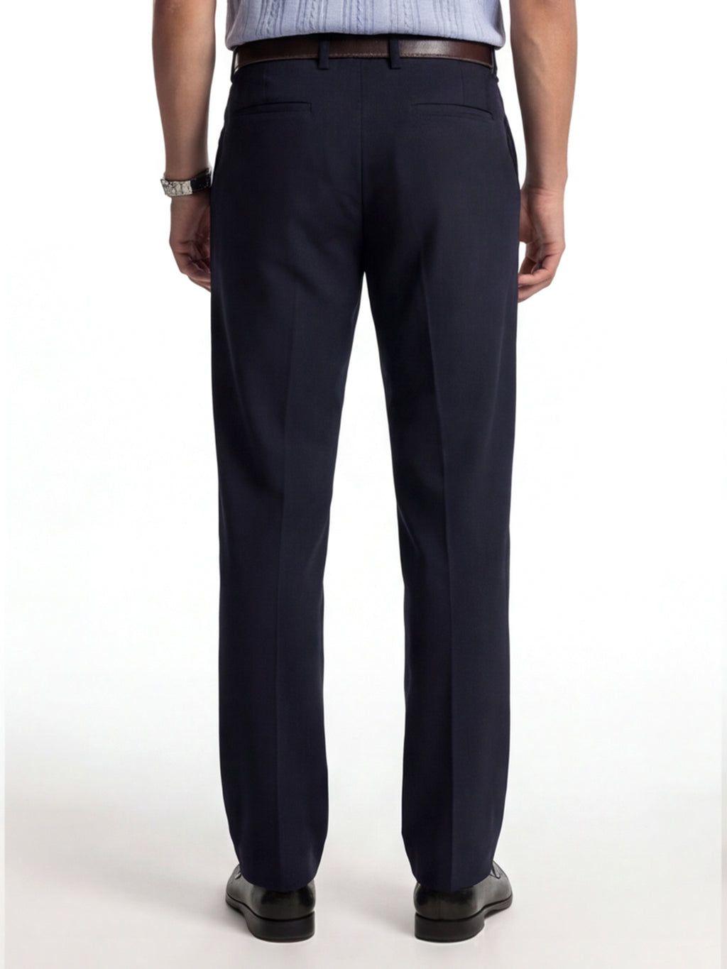 Highlander Men Navy Blue Slim Fit Solid Formal Trouser - Navy Blue - Image 3