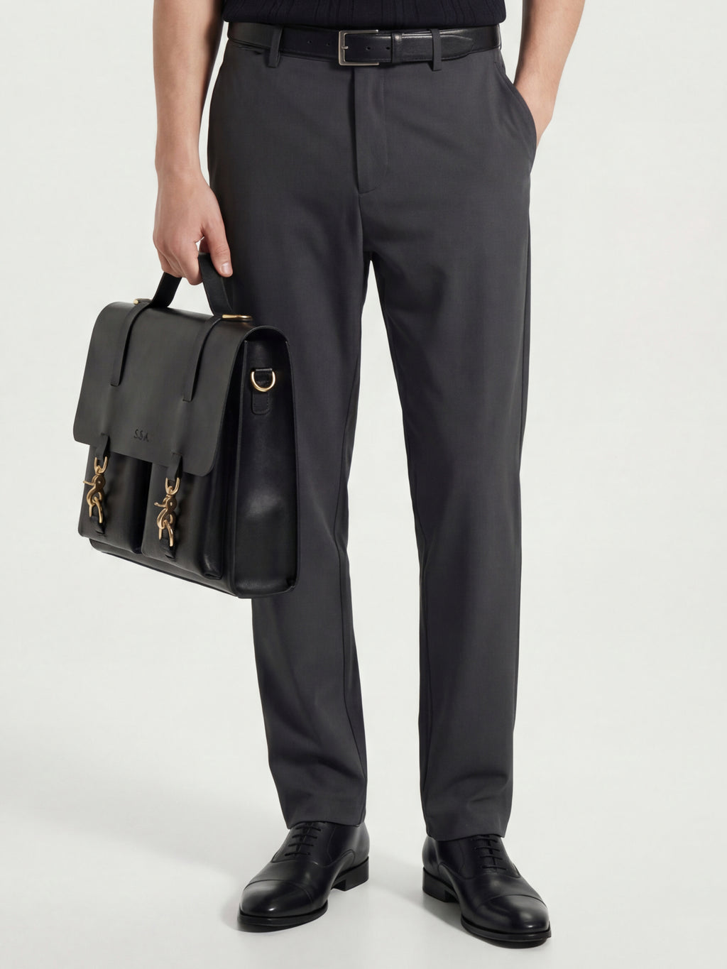Highlander Men Grey Slim Fit Solid Formal Trouser - Grey - Image 1