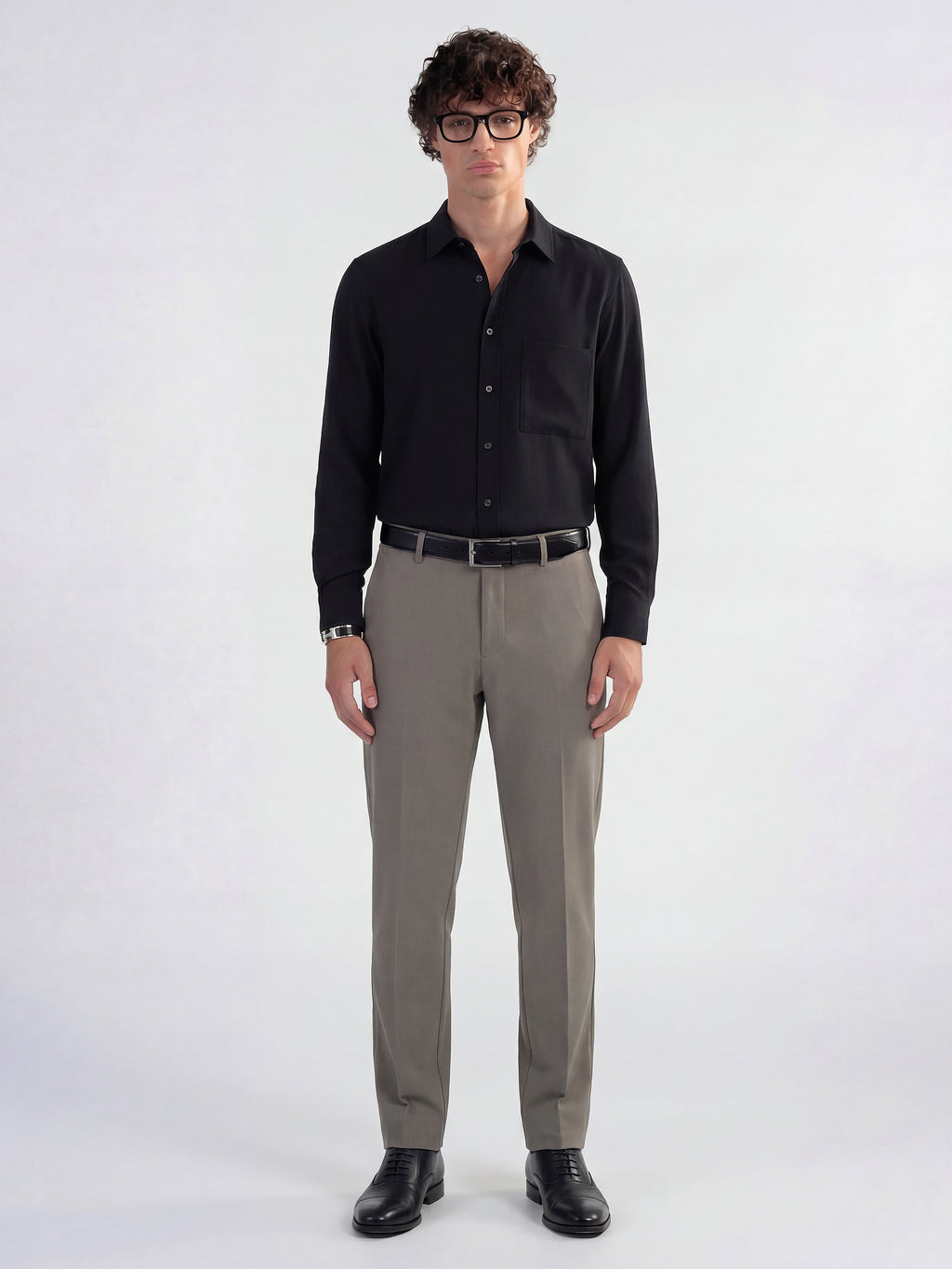 Highlander Men Olive Slim Fit Solid Formal Trouser - Olive - Image 2
