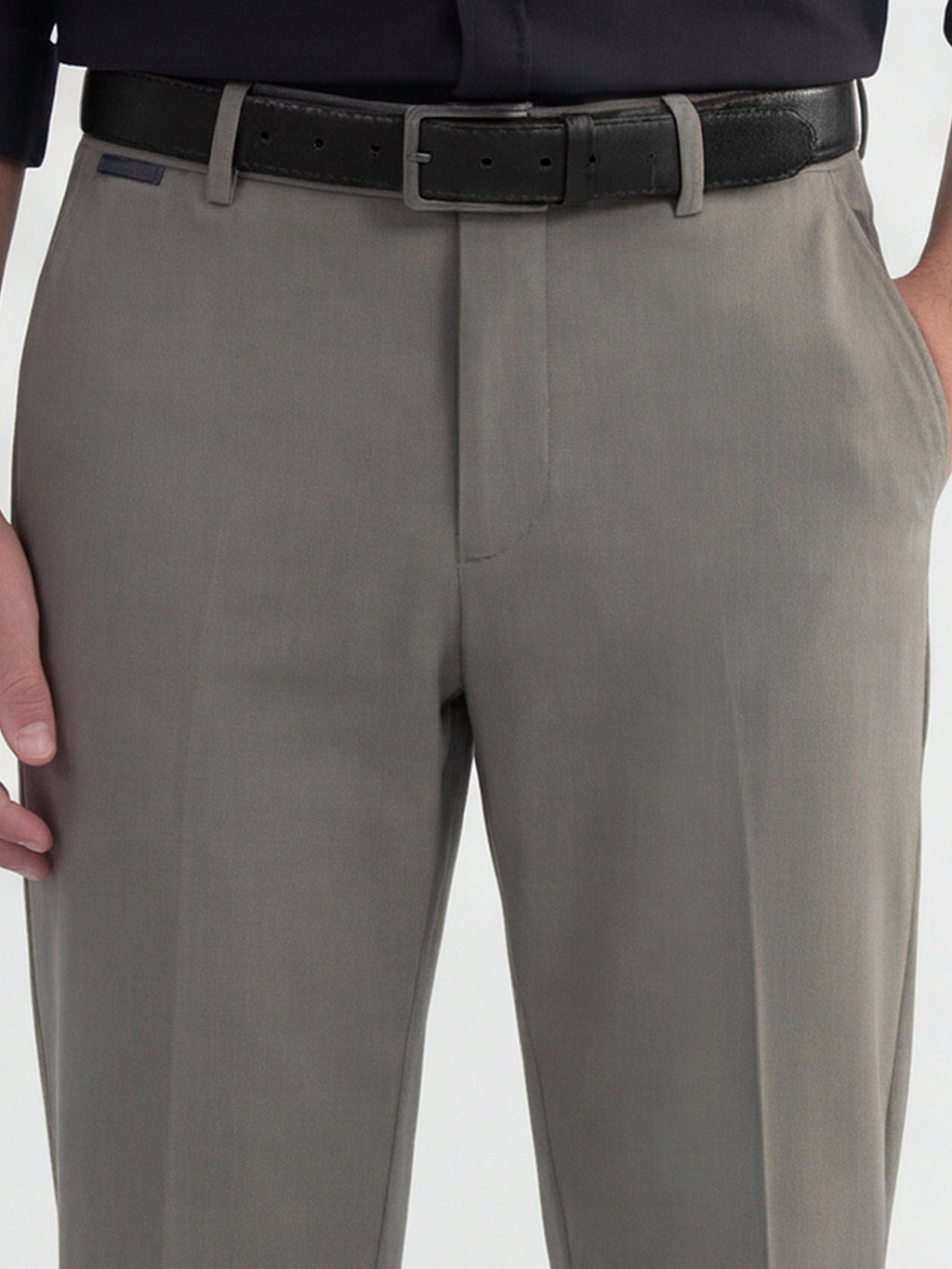 Highlander Men Olive Slim Fit Solid Formal Trouser - Olive - Image 5