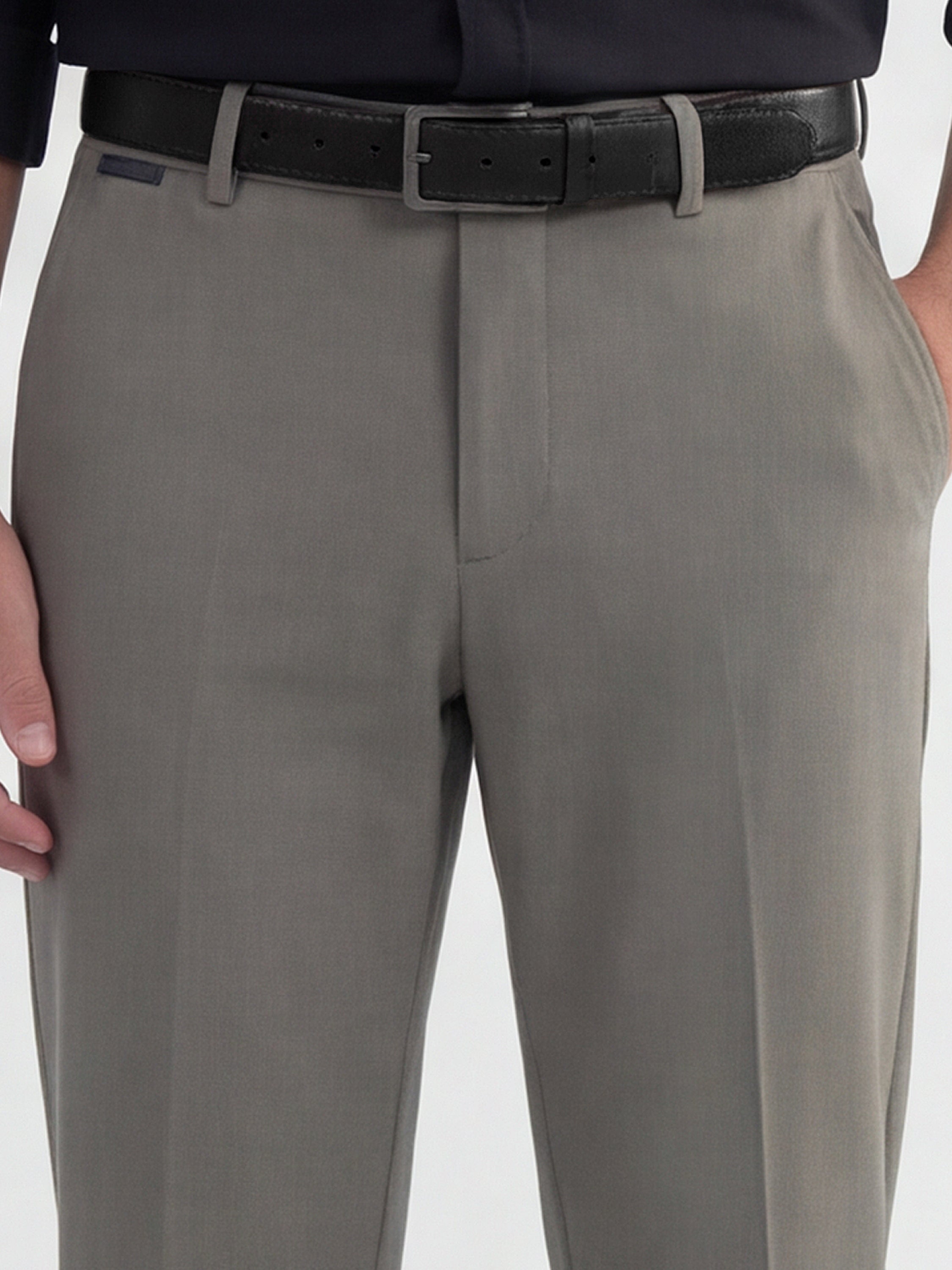 Highlander Men Olive Slim Fit Solid Formal Trouser - Olive - Image 5