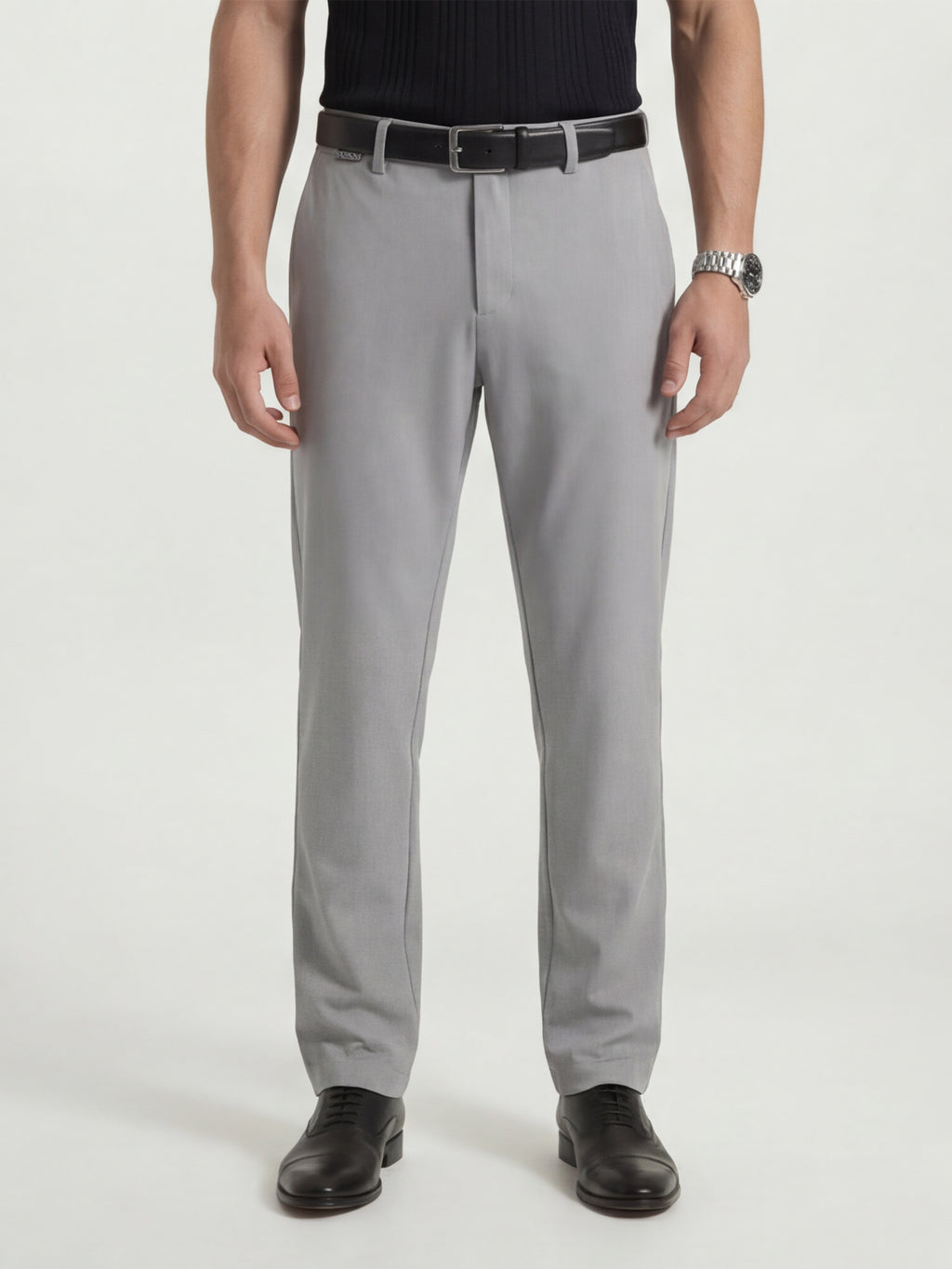 Highlander Men Grey Slim Fit Solid Formal Trouser - Grey - Image 1