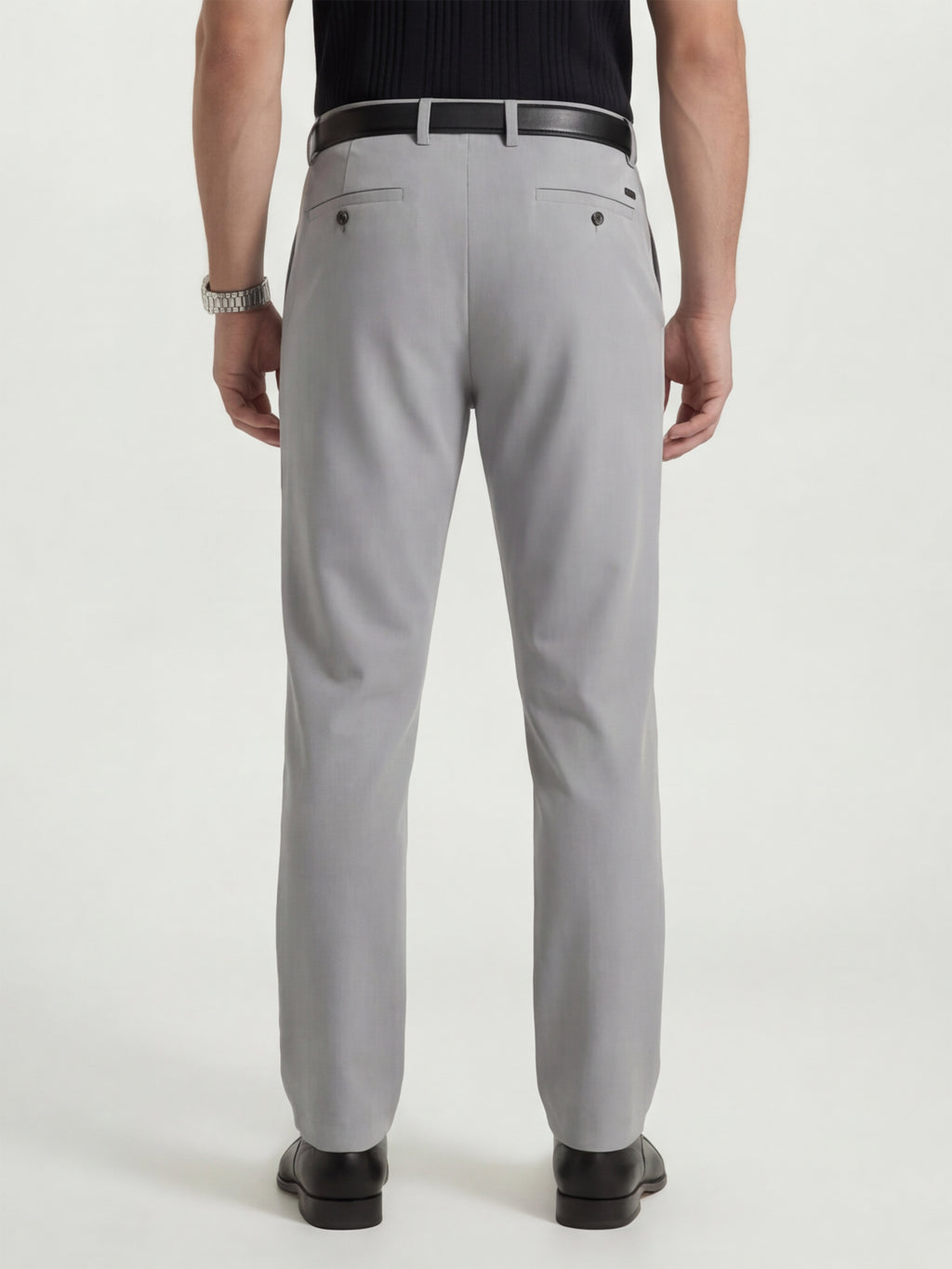 Highlander Men Grey Slim Fit Solid Formal Trouser - Grey - Image 3