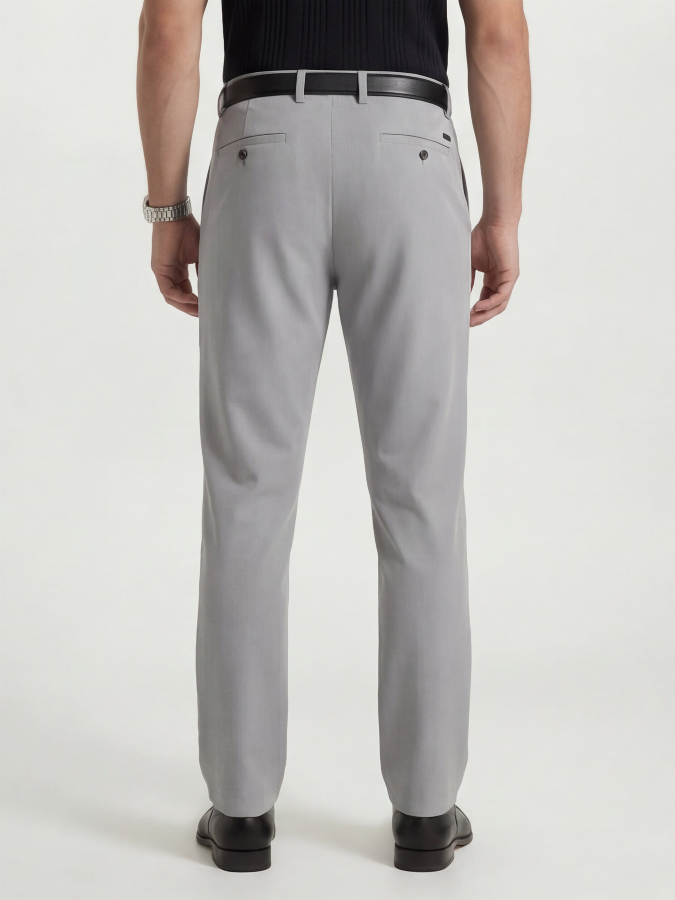 Highlander Men Grey Slim Fit Solid Formal Trouser - Grey - Image 3