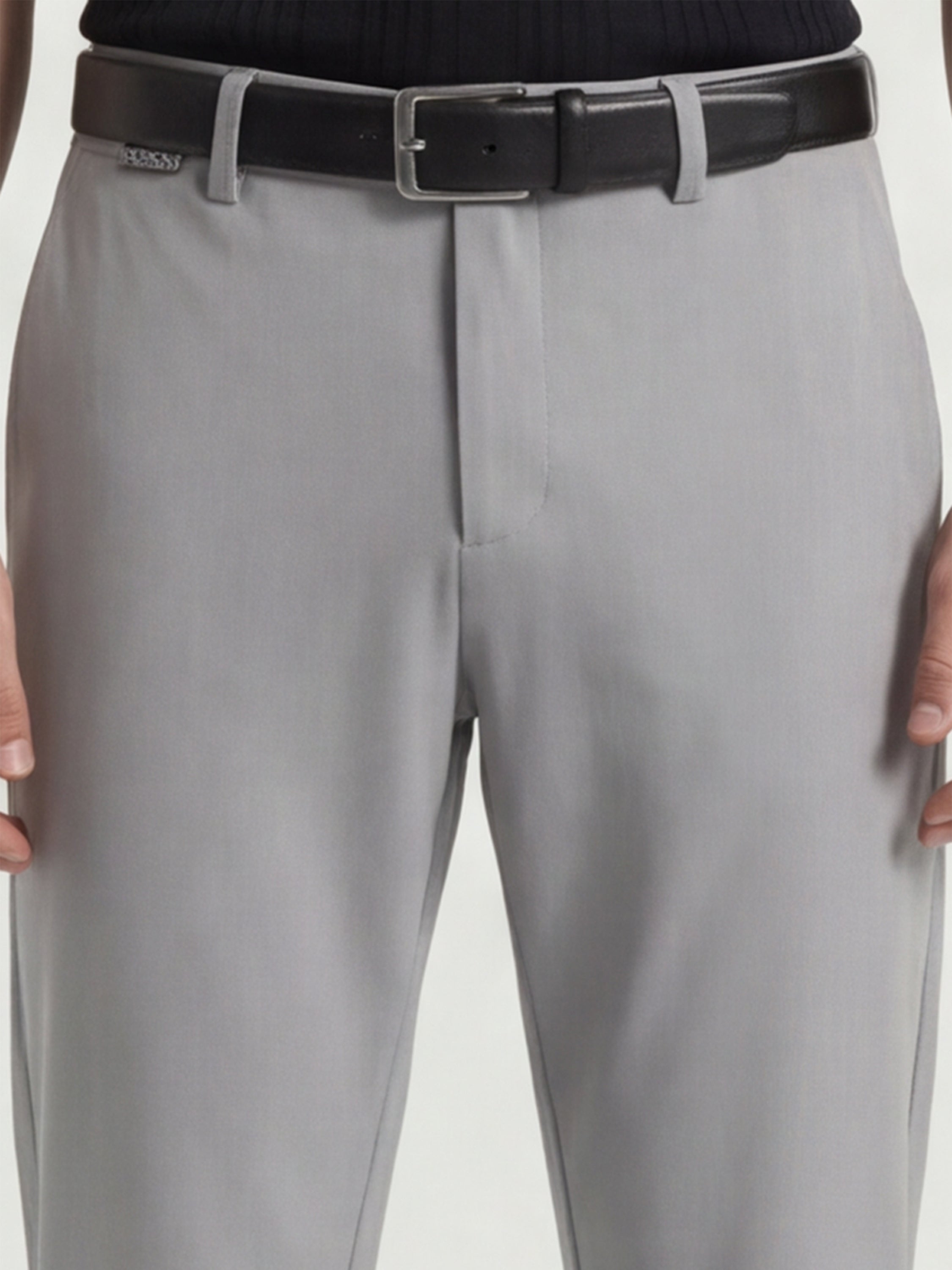 Highlander Men Grey Slim Fit Solid Formal Trouser - Grey - Image 5
