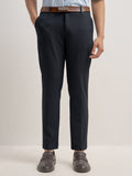 Highlander Men Navy Blue Slim Fit Solid Formal Trouser - Navy Blue - Image 1