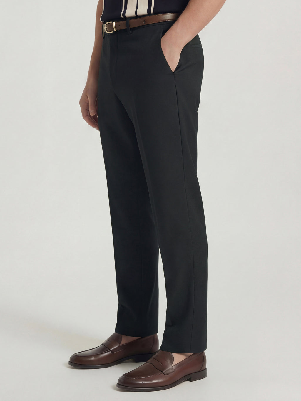 Highlander Men Charcoal Slim Fit Solid Formal Trouser - Charcoal - Image 4