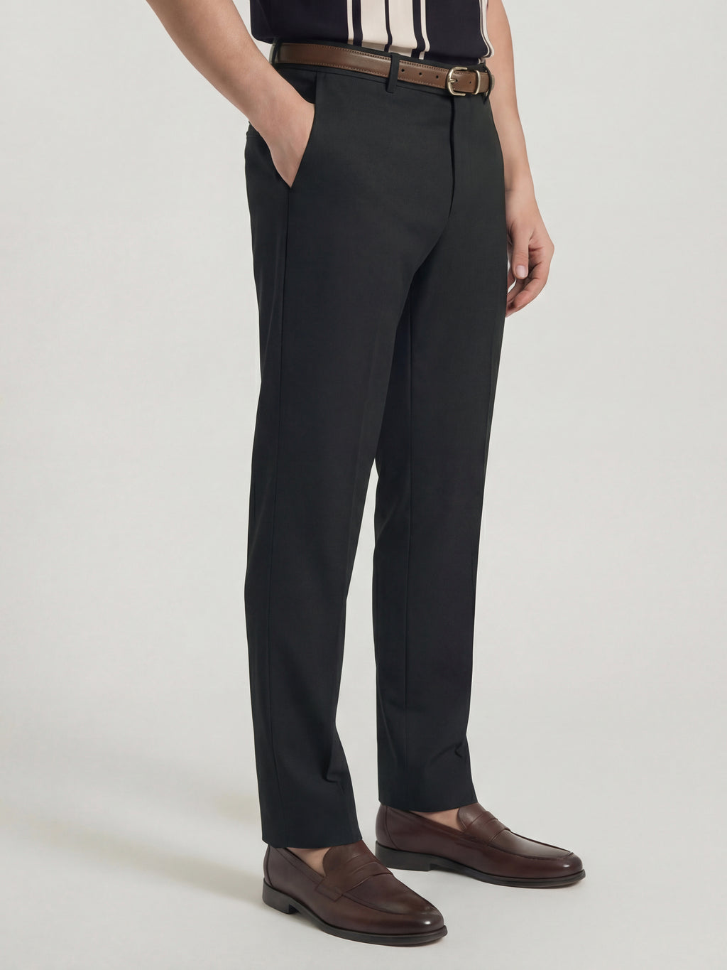 Highlander Men Charcoal Slim Fit Solid Formal Trouser - Charcoal - Image 6
