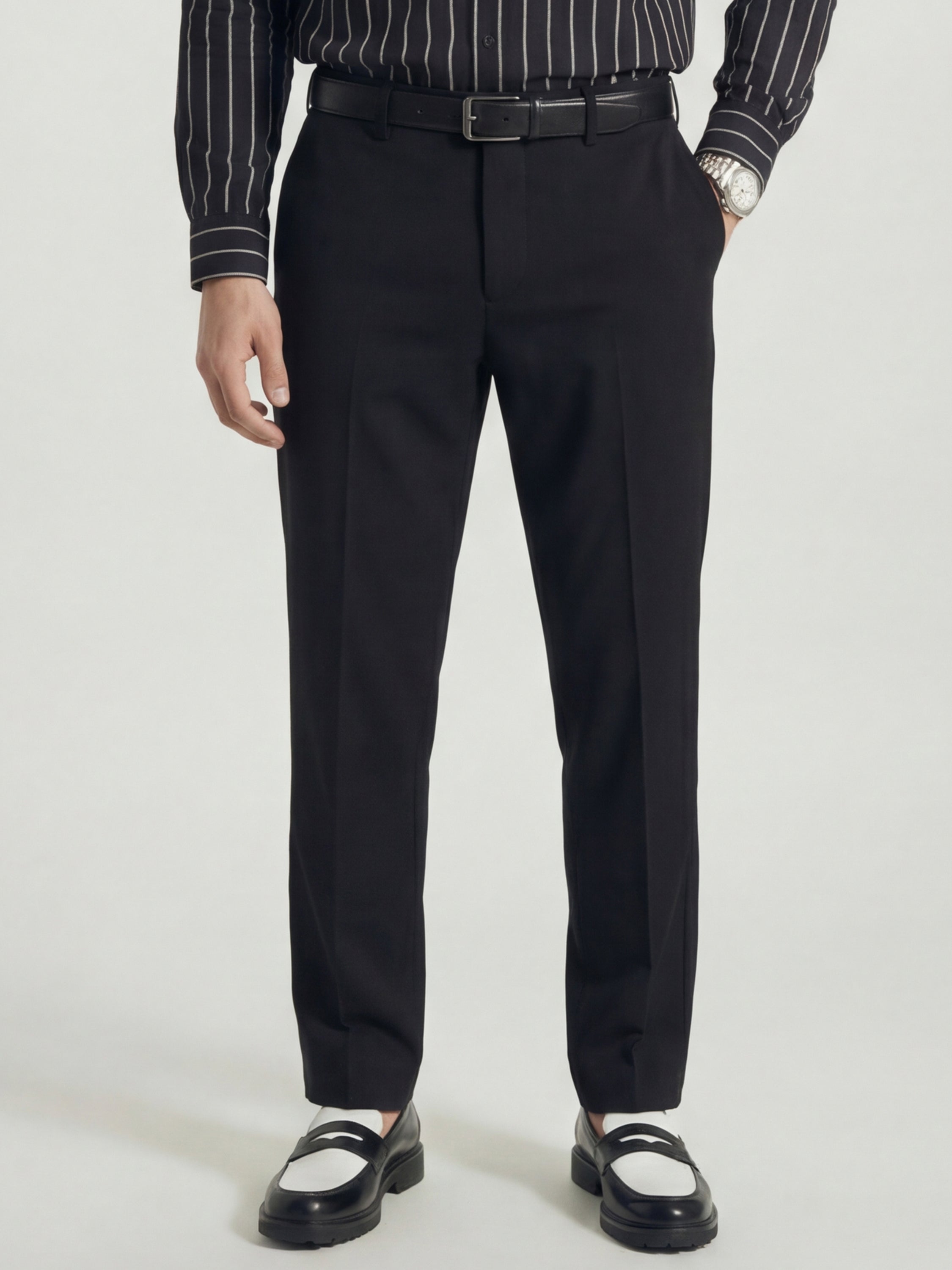 Highlander Men Black Slim Fit Solid Formal Trouser - Black - Image 1