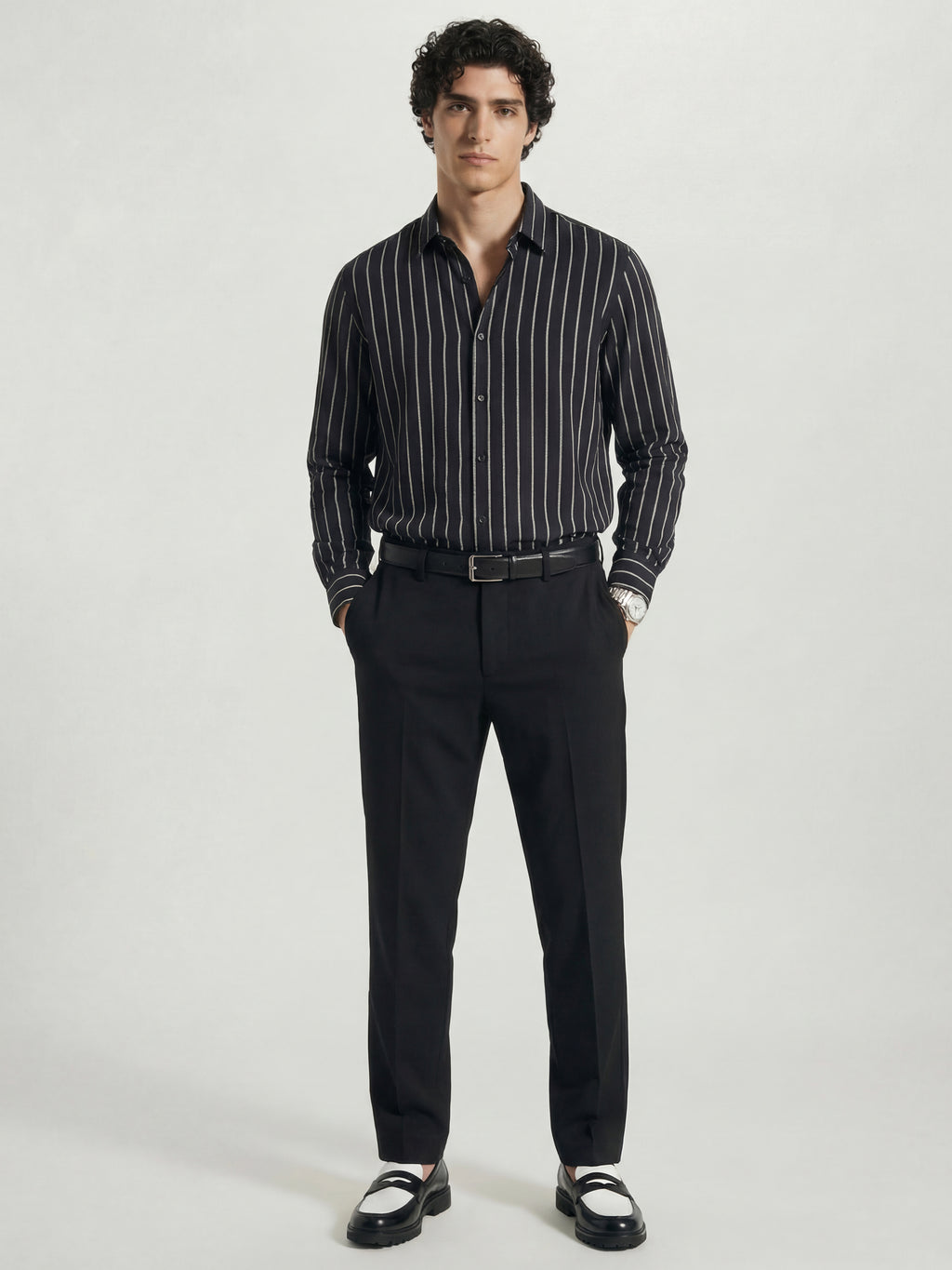 Highlander Men Black Slim Fit Solid Formal Trouser - Black - Image 2