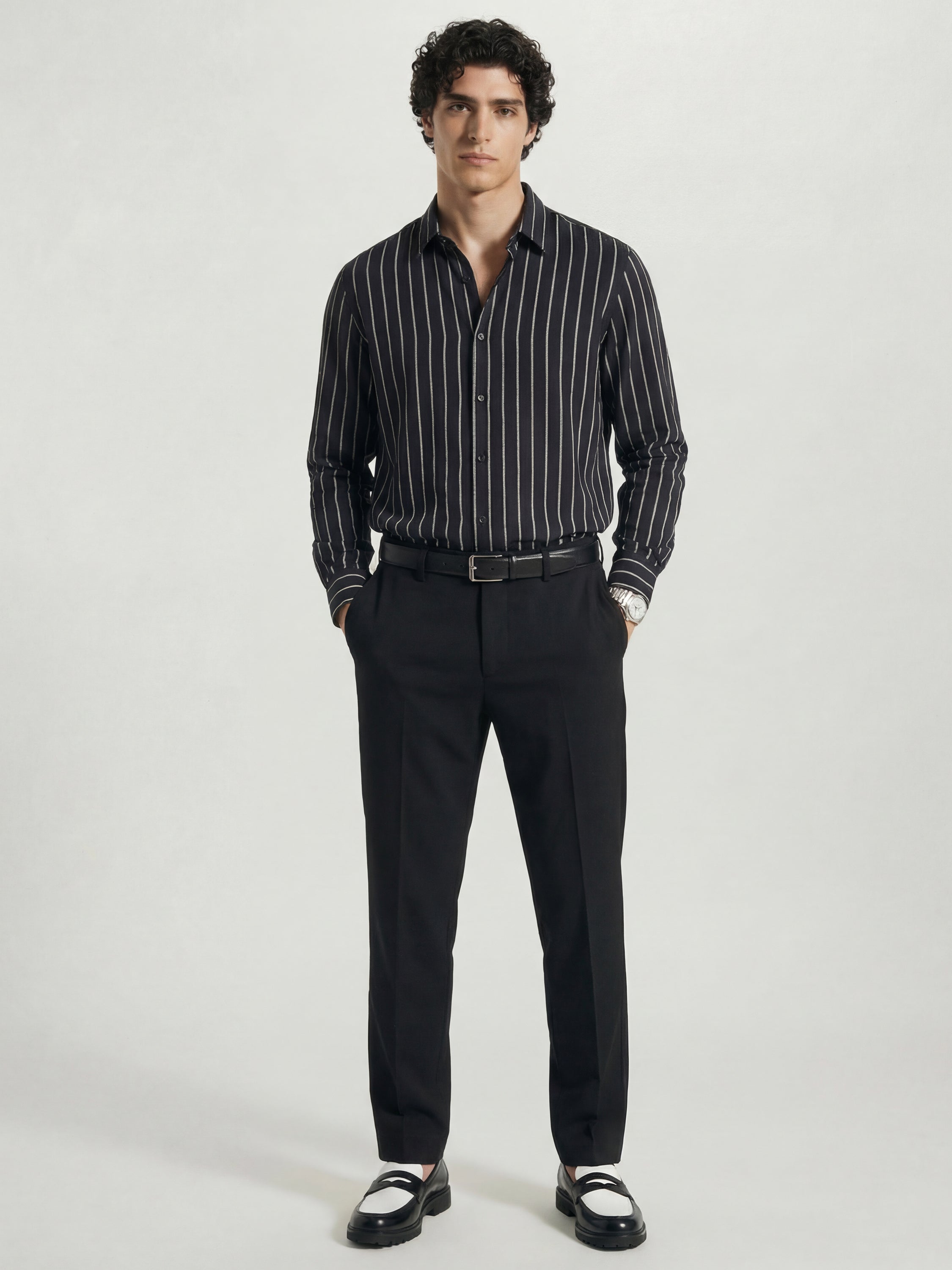 Highlander Men Black Slim Fit Solid Formal Trouser - Black - Image 2