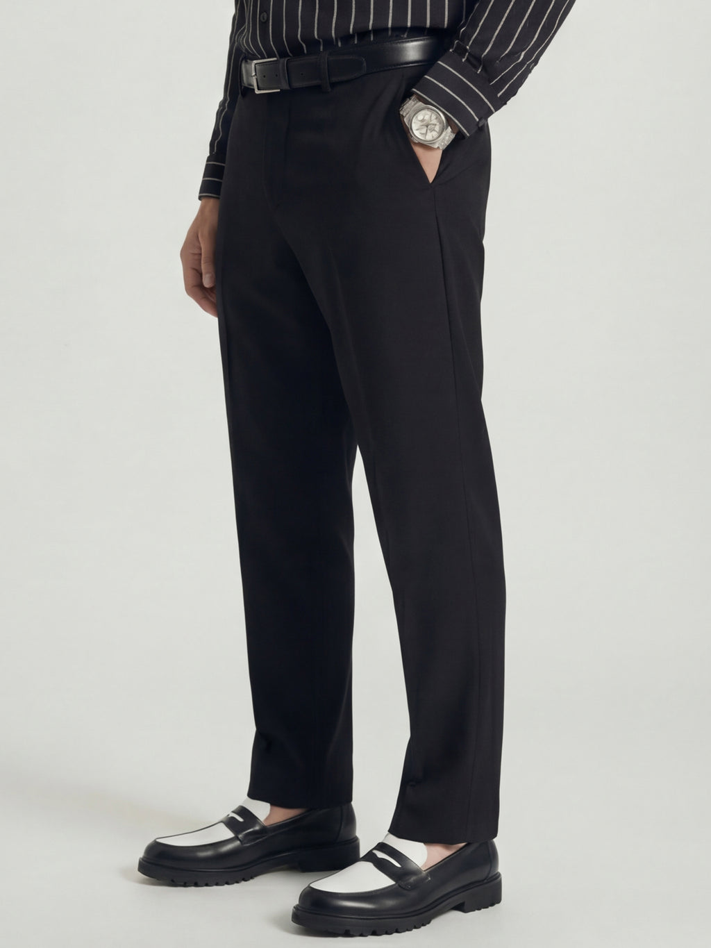 Highlander Men Black Slim Fit Solid Formal Trouser - Black - Image 4
