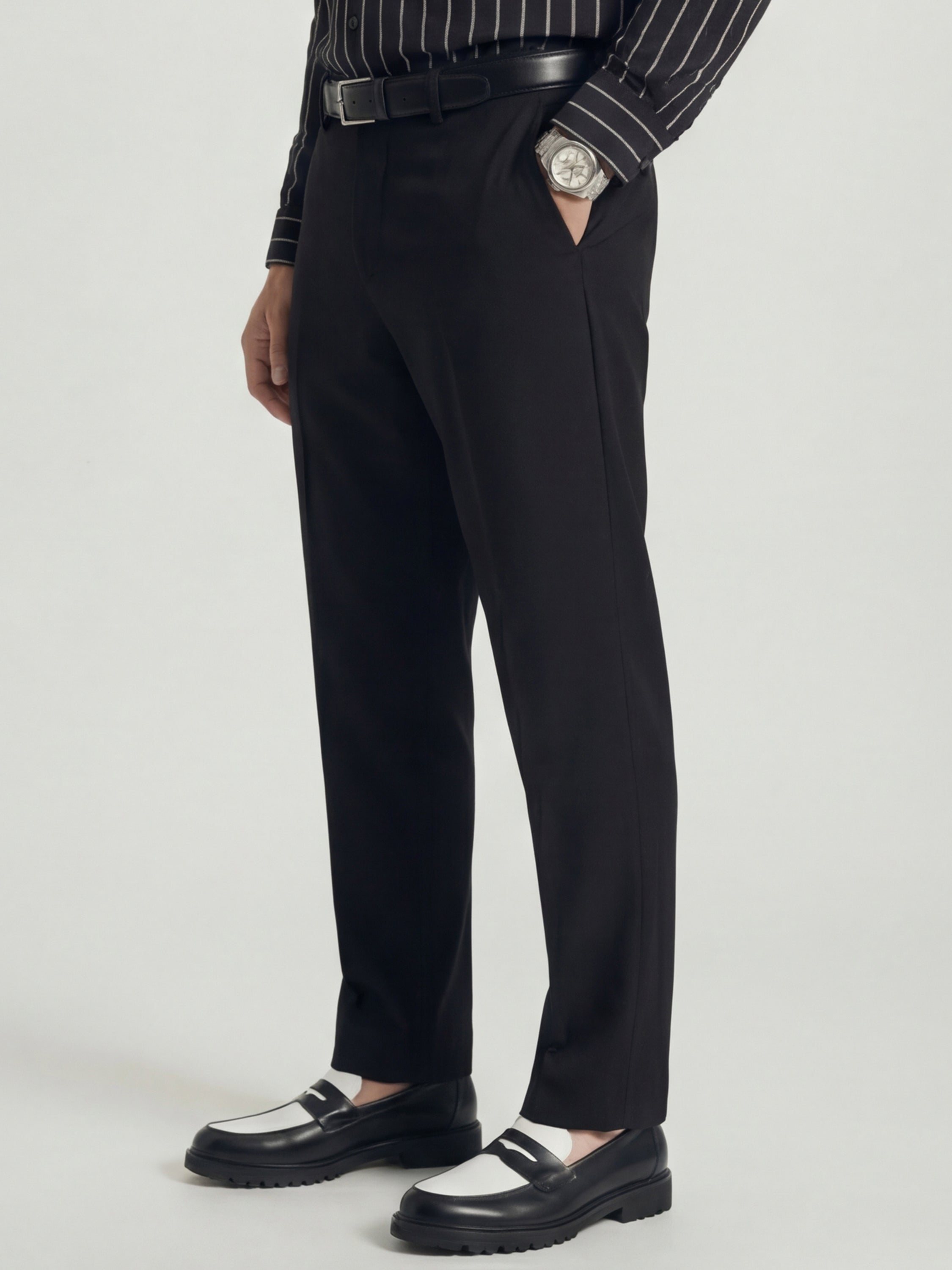 Highlander Men Black Slim Fit Solid Formal Trouser - Black - Image 4