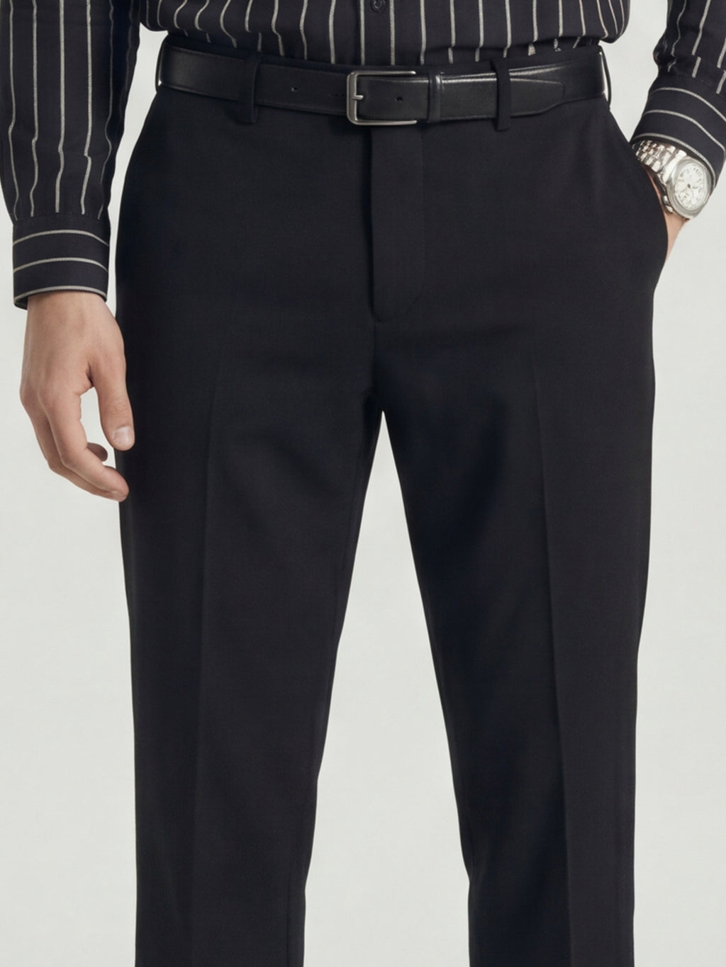 Highlander Men Black Slim Fit Solid Formal Trouser - Black - Image 5