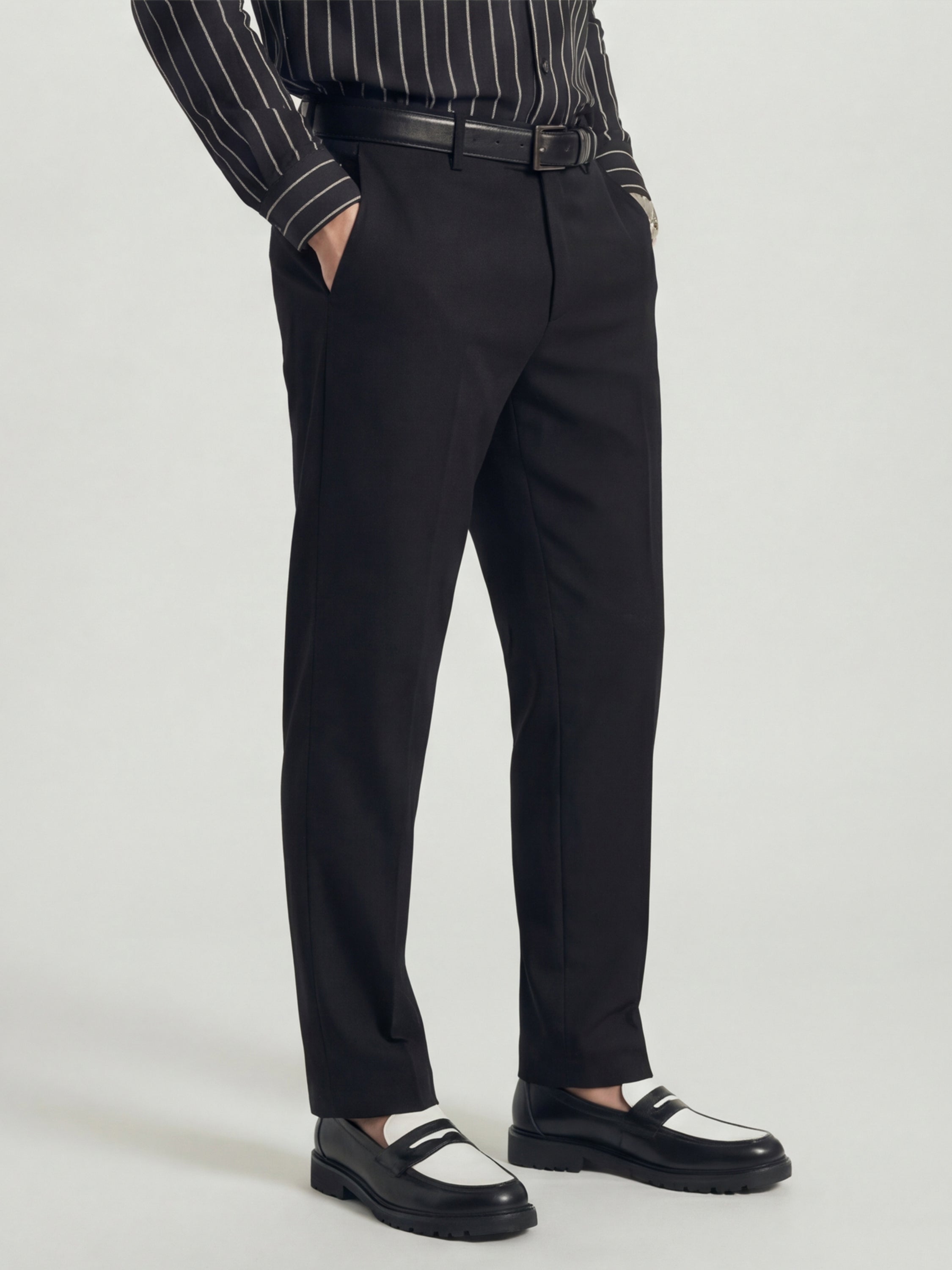 Highlander Men Black Slim Fit Solid Formal Trouser - Black - Image 6
