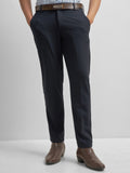 Highlander Men Navy Blue Slim Fit Solid Formal Trouser - Navy Blue - Image 1
