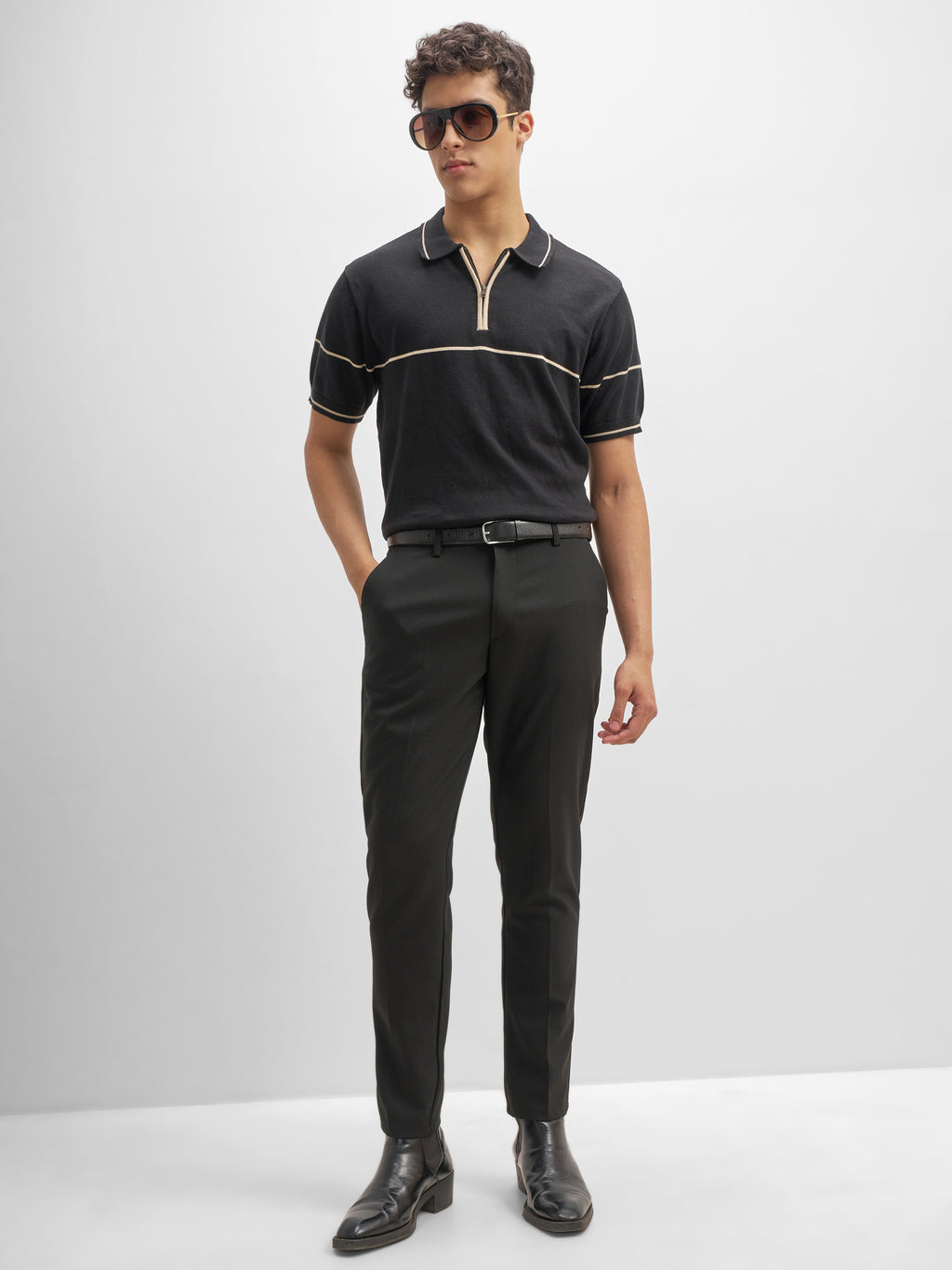 Highlander Men Black Slim Fit Solid Formal Trouser - Black - Image 2