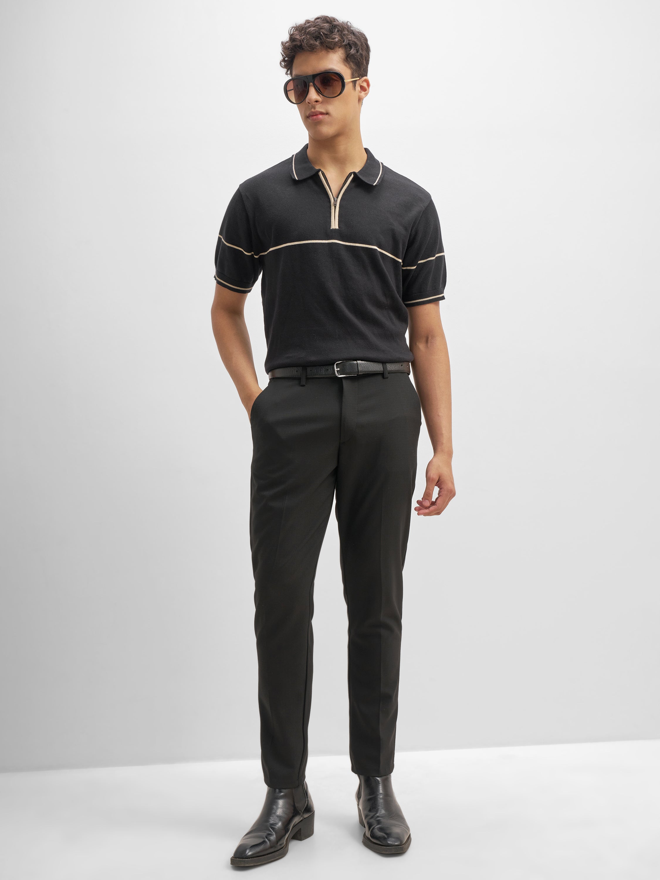 Highlander Men Black Slim Fit Solid Formal Trouser - Black - Image 2