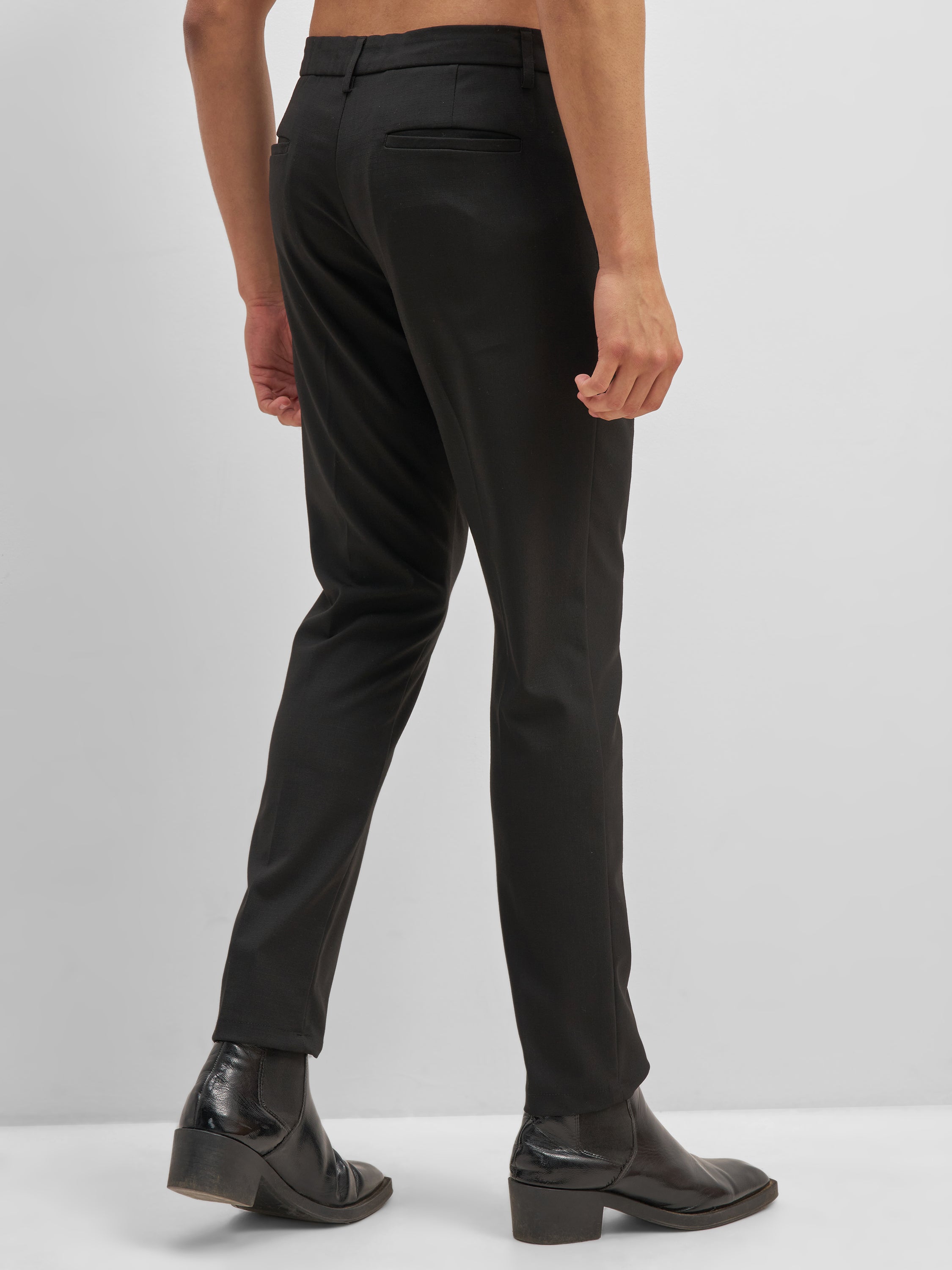 Highlander Men Black Slim Fit Solid Formal Trouser - Black - Image 3