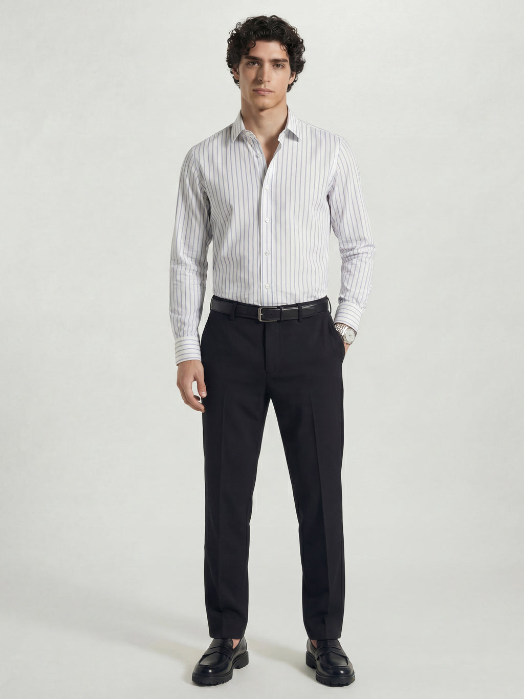 Highlander Men Charcoal Slim Fit Solid Formal Trouser - Charcoal - Image 2