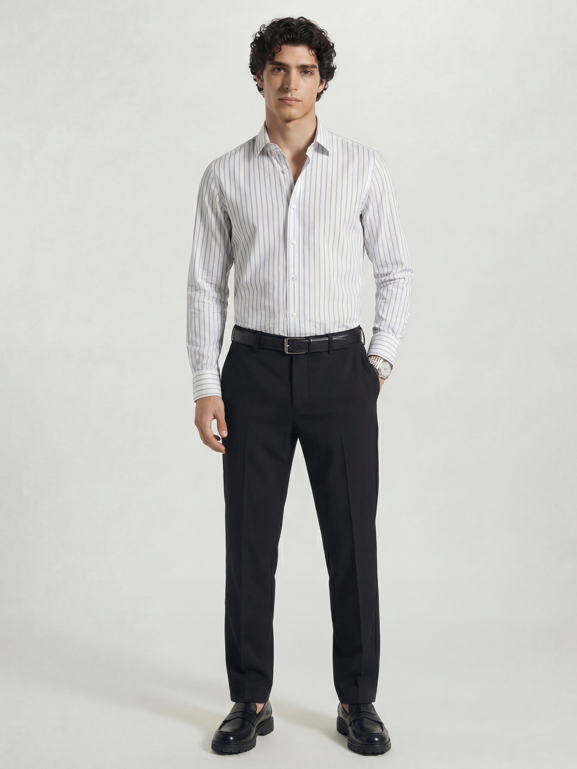 Highlander Men Charcoal Slim Fit Solid Formal Trouser - Charcoal - Image 2