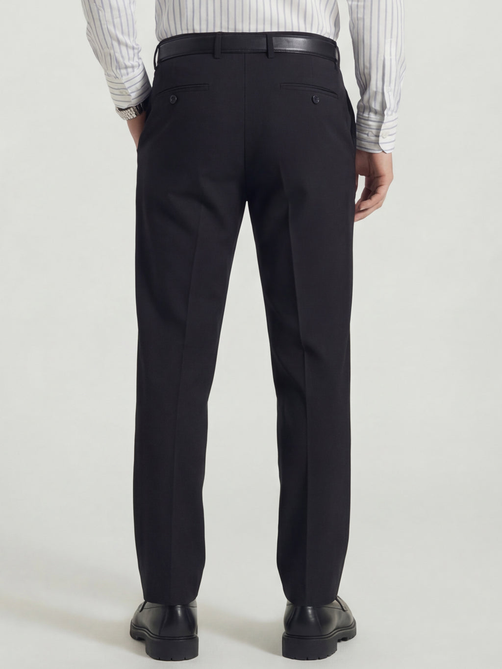 Highlander Men Charcoal Slim Fit Solid Formal Trouser - Charcoal - Image 3
