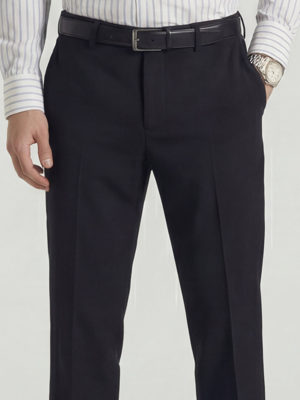 Highlander Men Charcoal Slim Fit Solid Formal Trouser - Charcoal - Image 5